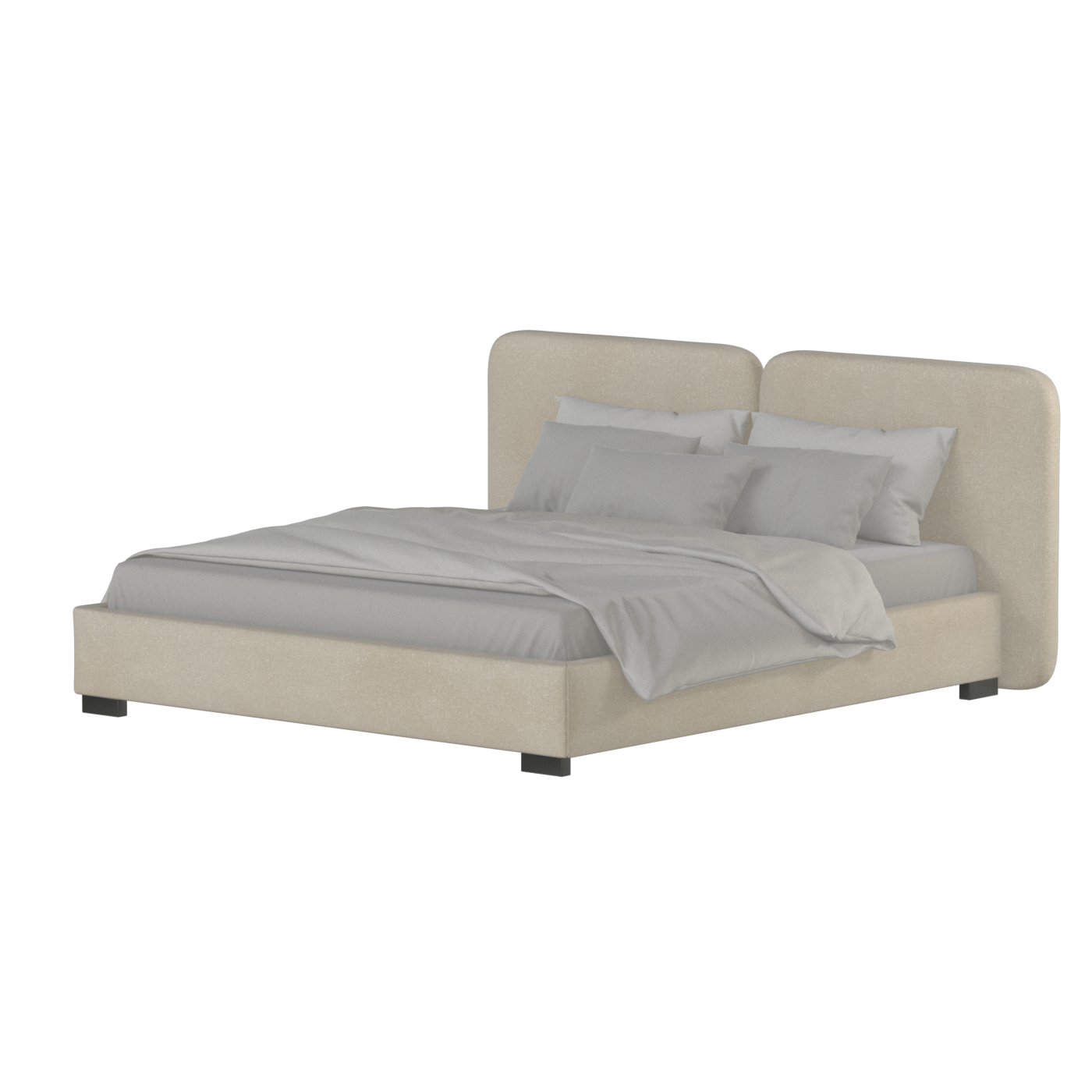 Chloe Upholstered Double Bed in Soft Woven Fabric