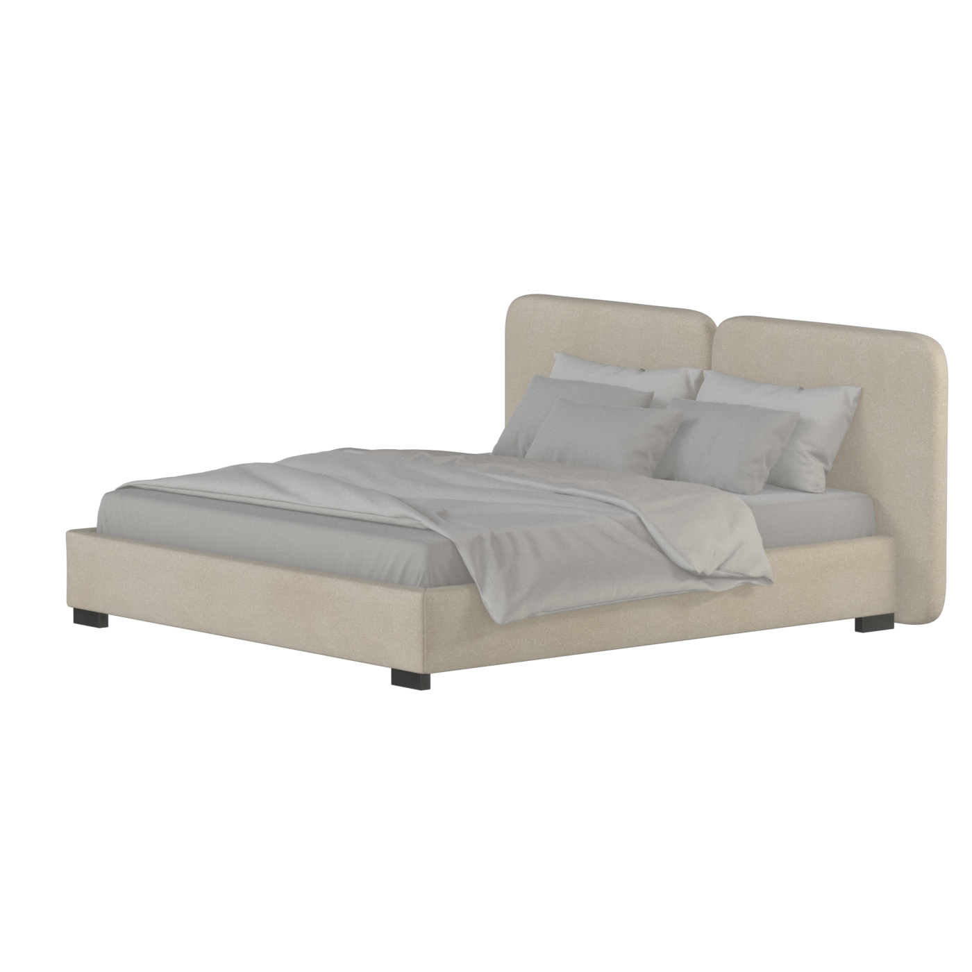 Chloe Upholstered Double Bed in Soft Woven Fabric