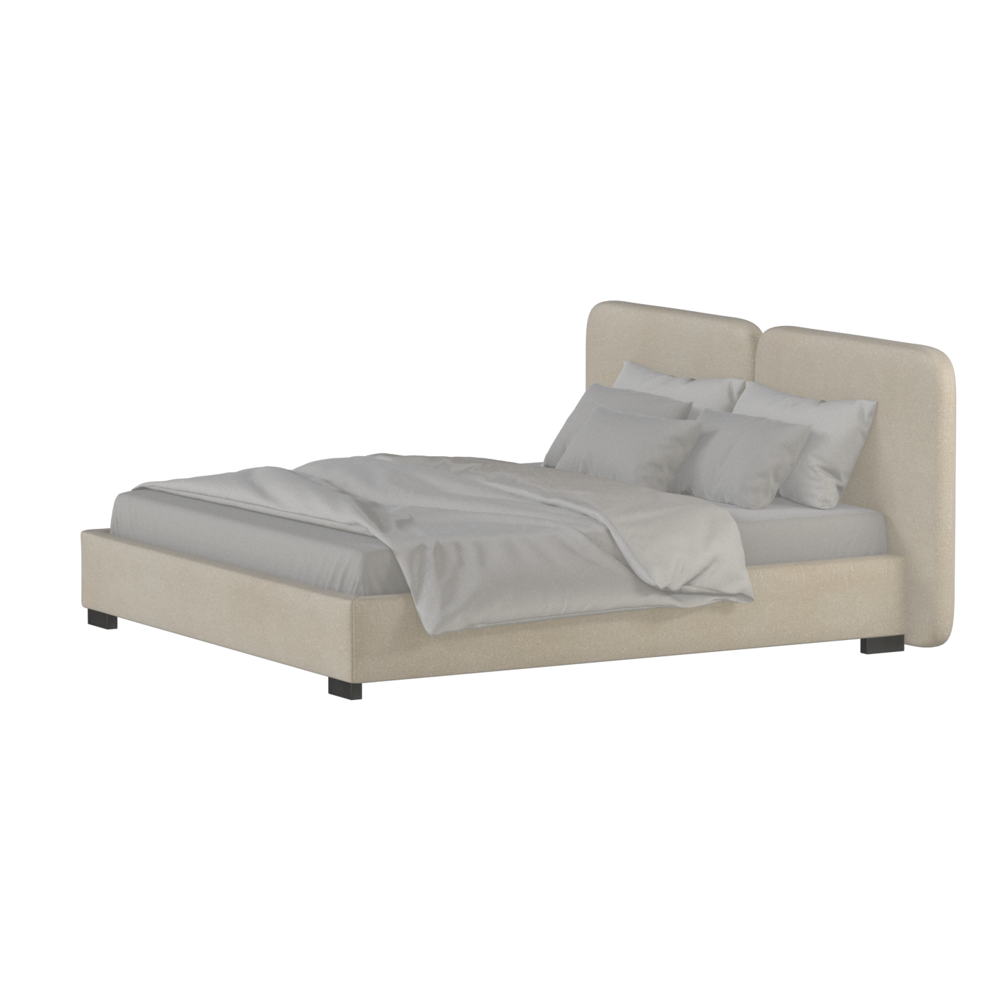 Chloe Upholstered Double Bed in Soft Woven Fabric