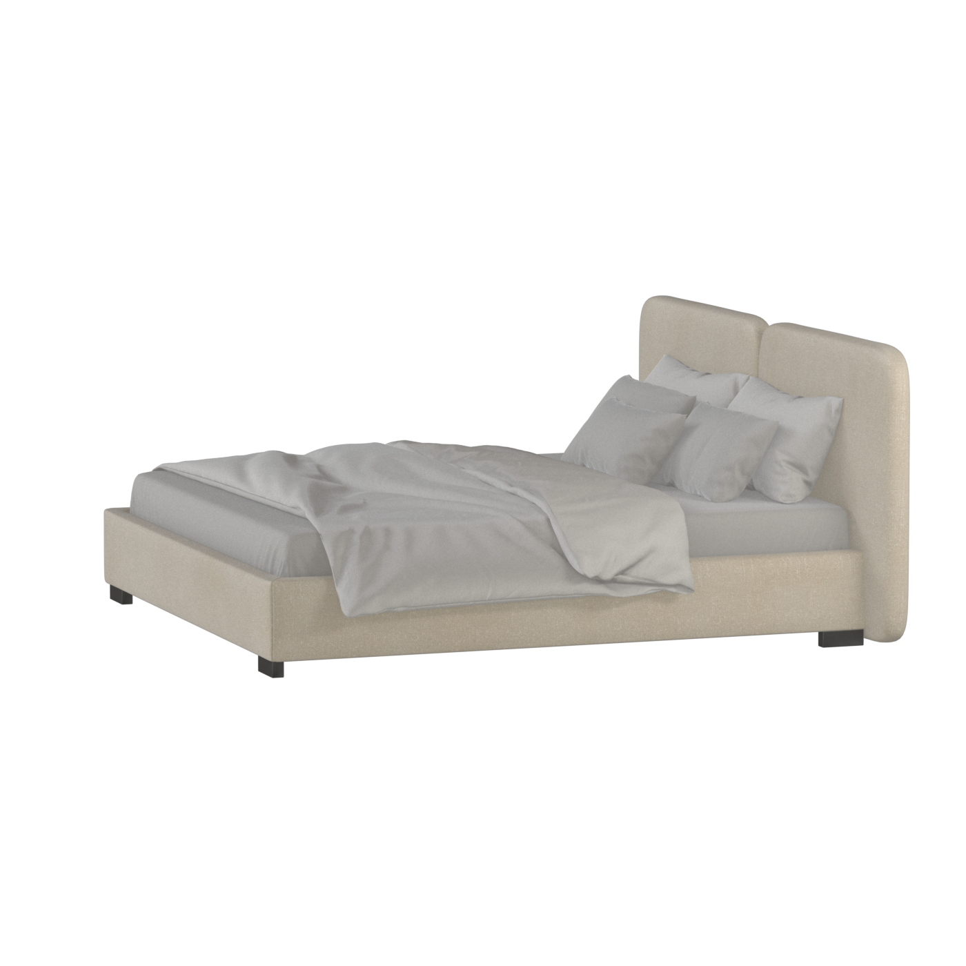 Chloe Upholstered Double Bed in Soft Woven Fabric
