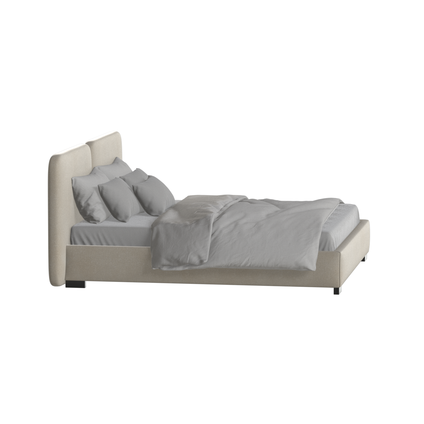 Chloe Upholstered Double Bed in Soft Woven Fabric