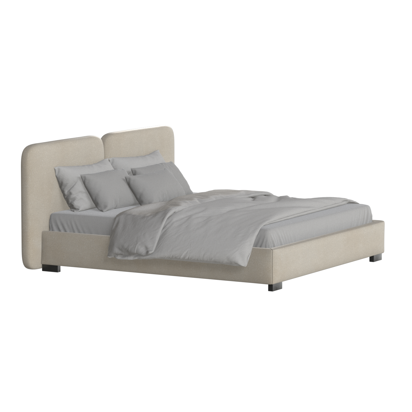 Chloe Upholstered Double Bed in Soft Woven Fabric