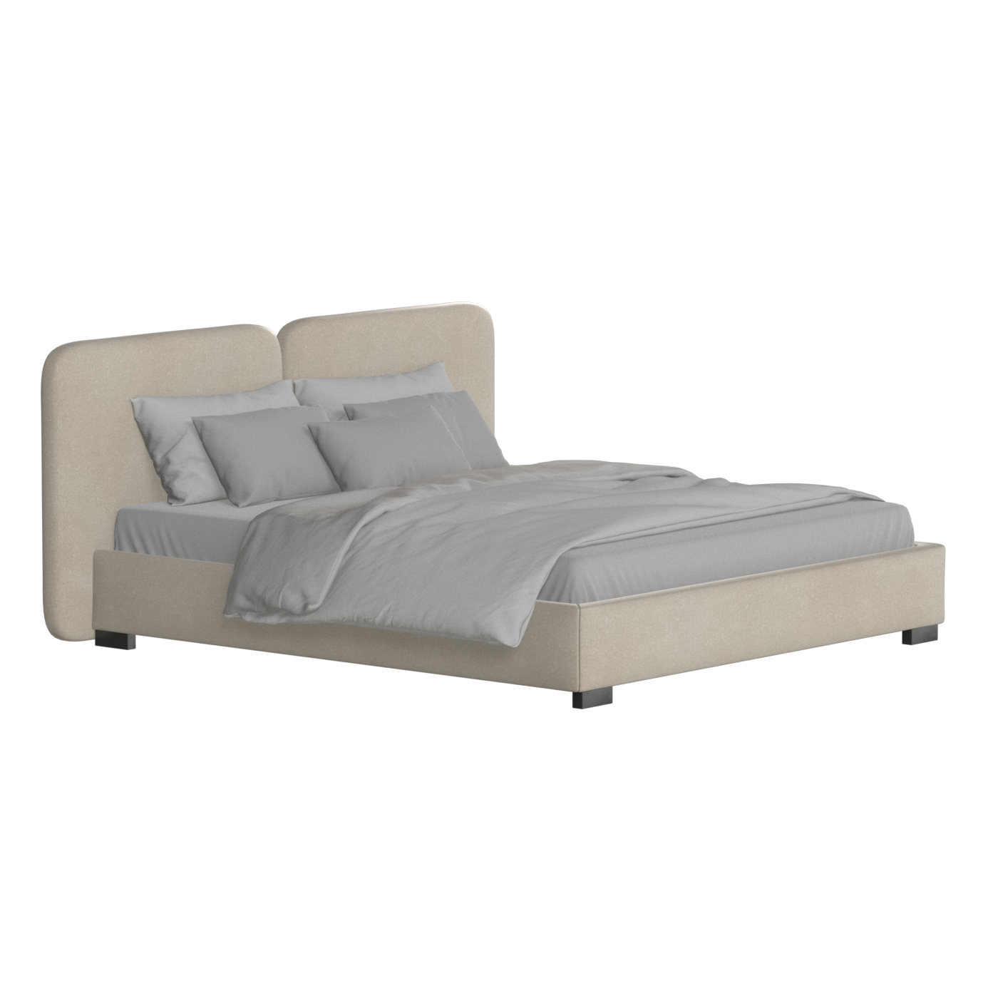 Chloe Upholstered Double Bed in Soft Woven Fabric