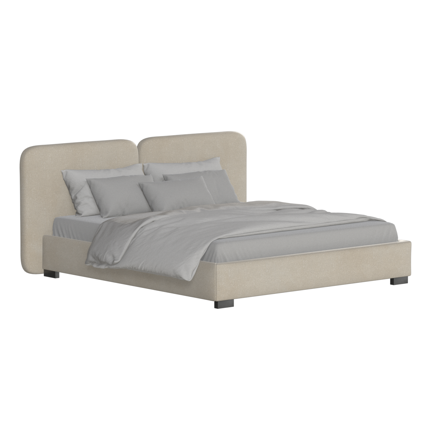 Chloe Upholstered Double Bed in Soft Woven Fabric