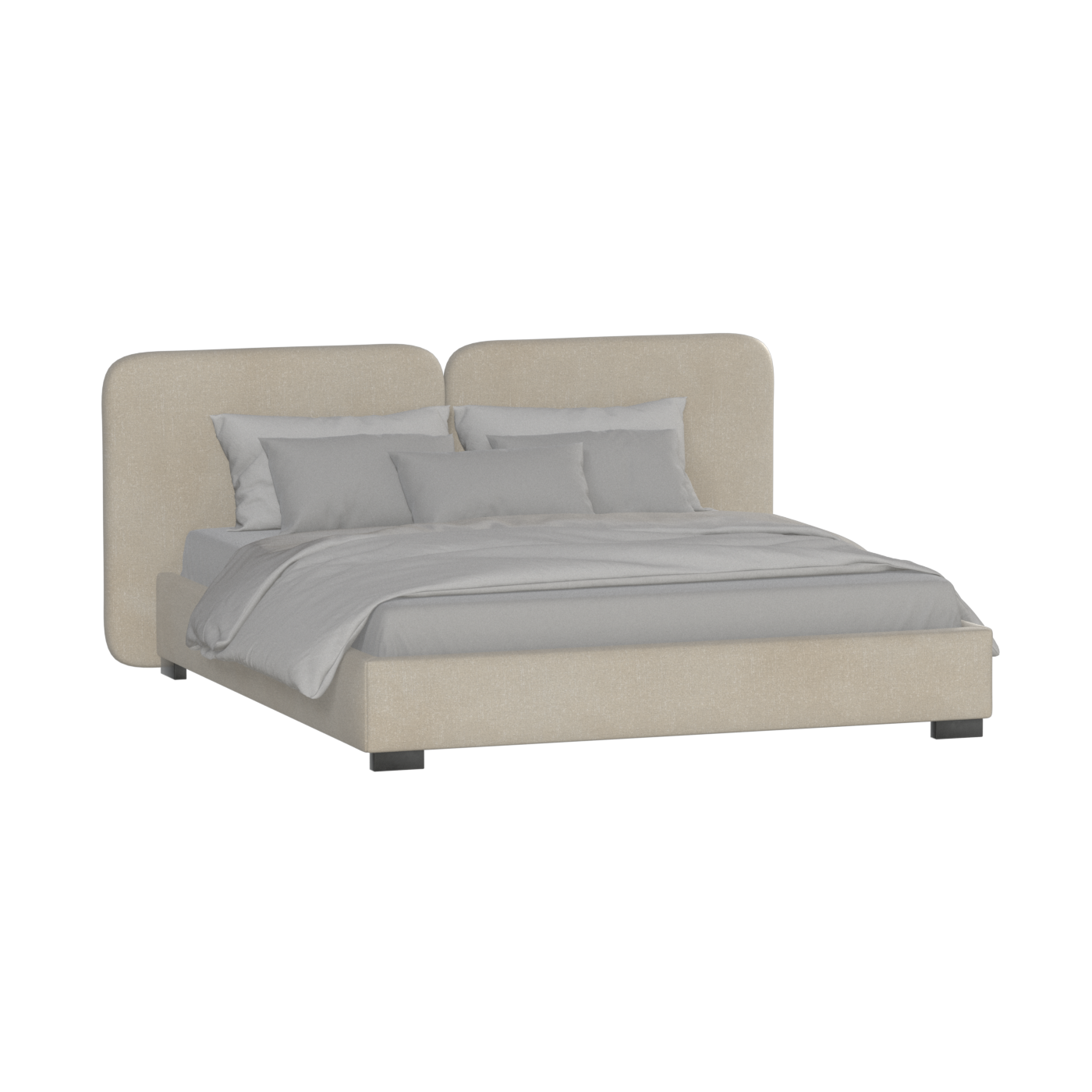 Chloe Upholstered Double Bed in Soft Woven Fabric