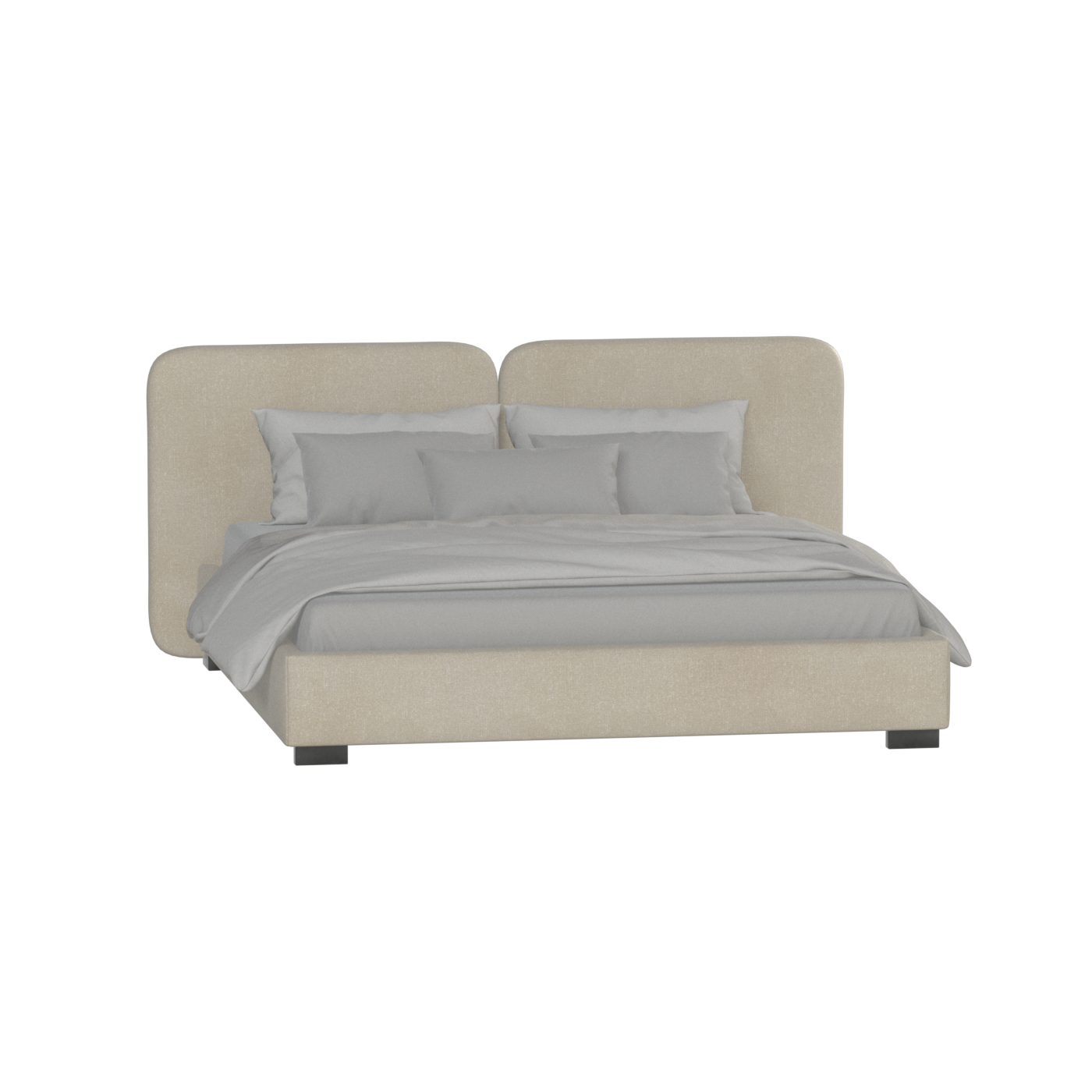 Chloe Upholstered Double Bed in Soft Woven Fabric
