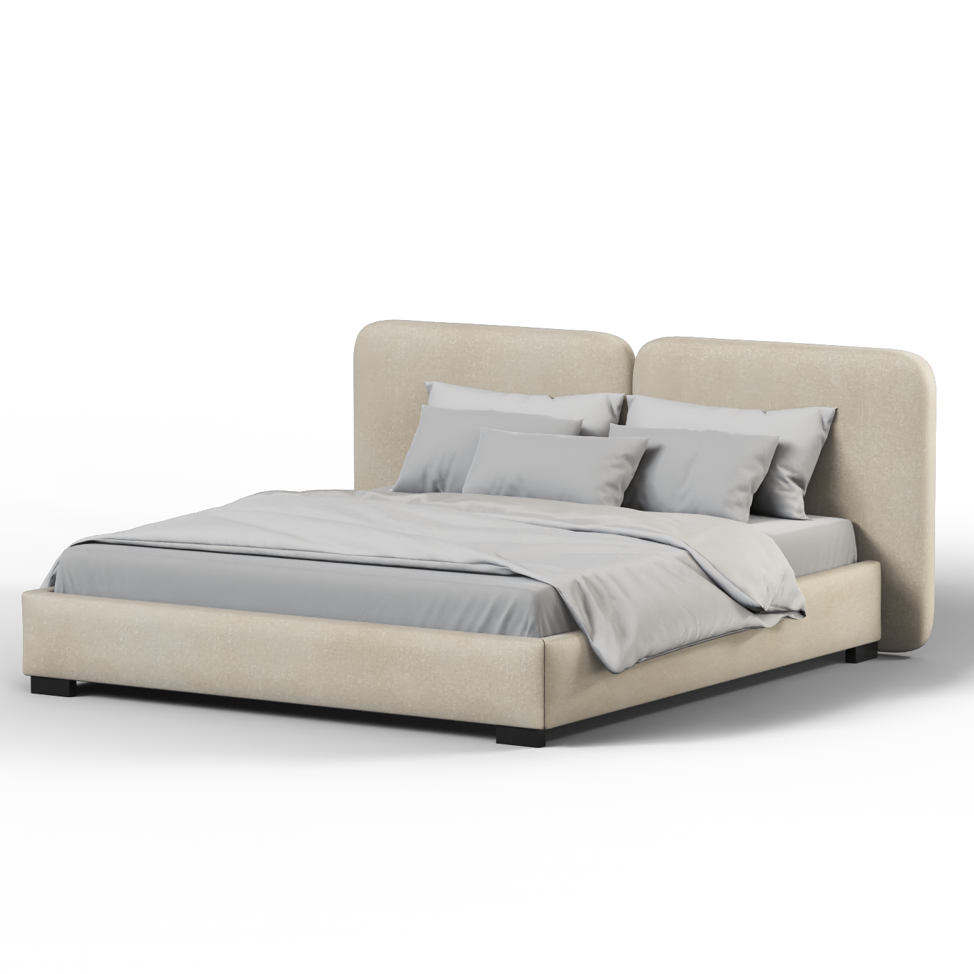 Chloe Upholstered Double Bed in Soft Woven Fabric