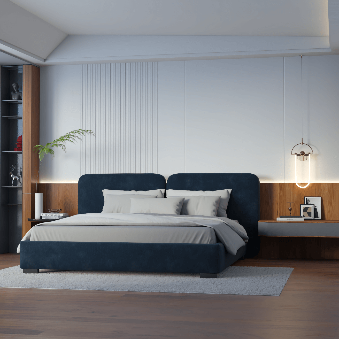 Chloe Upholstered Double Bed in Soft Woven Fabric