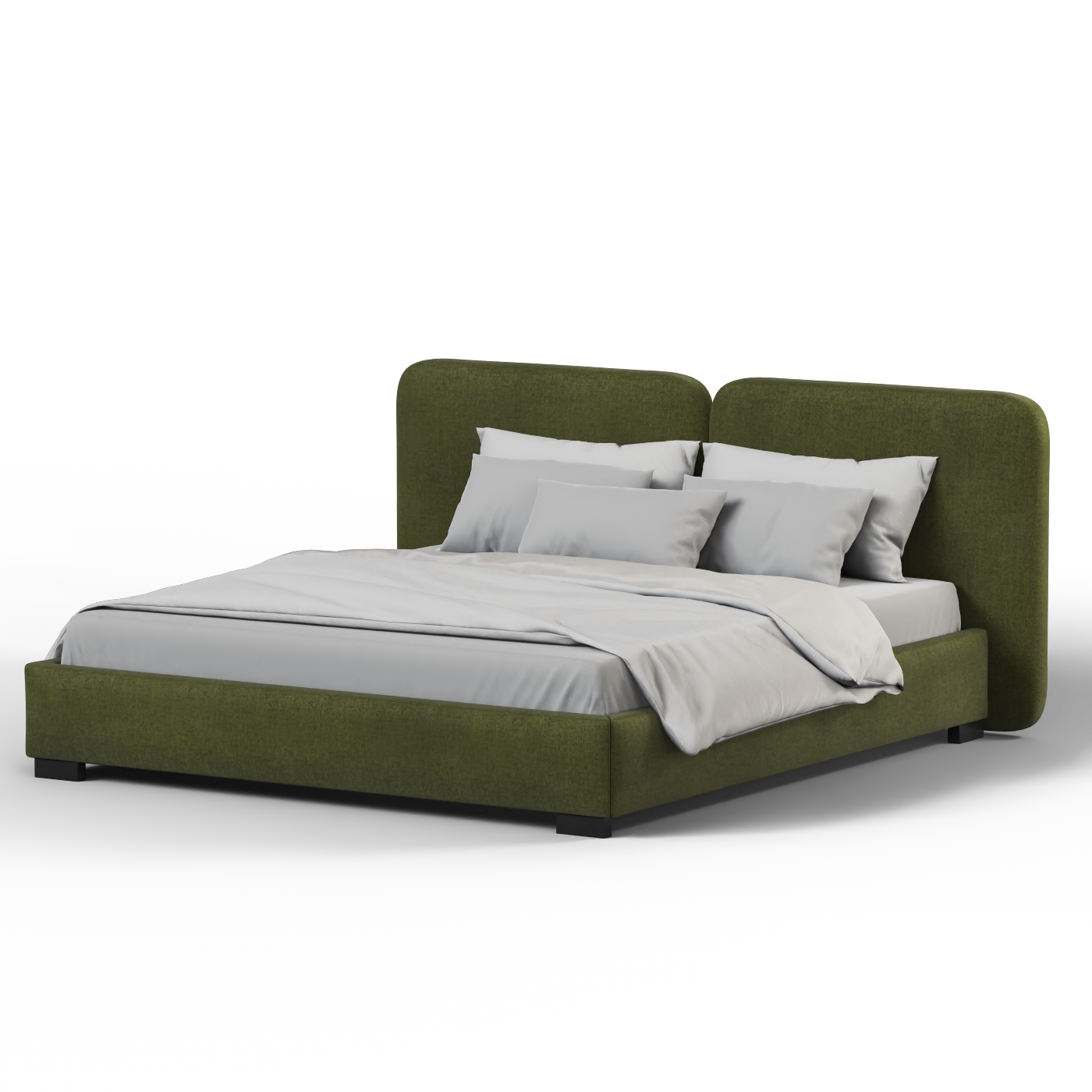 Chloe Upholstered Double Bed in Soft Woven Fabric