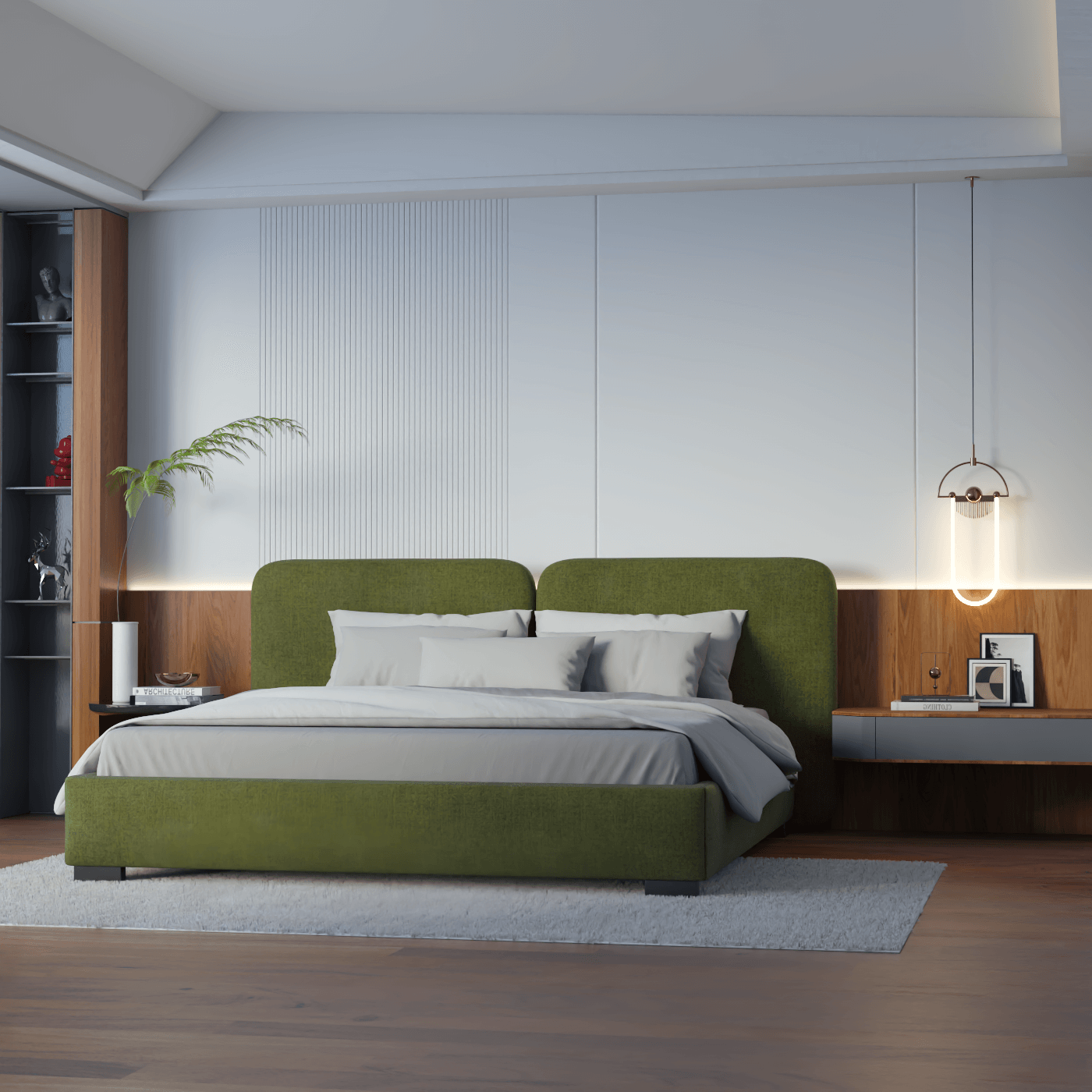 Chloe Upholstered Double Bed in Soft Woven Fabric