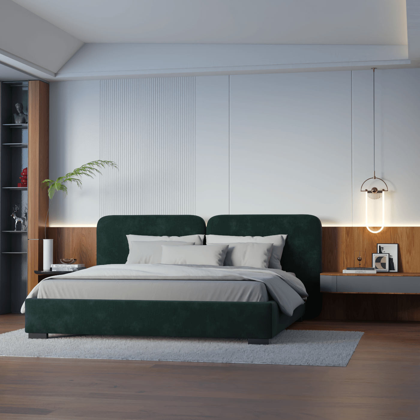Chloe Upholstered Double Bed in Soft Woven Fabric