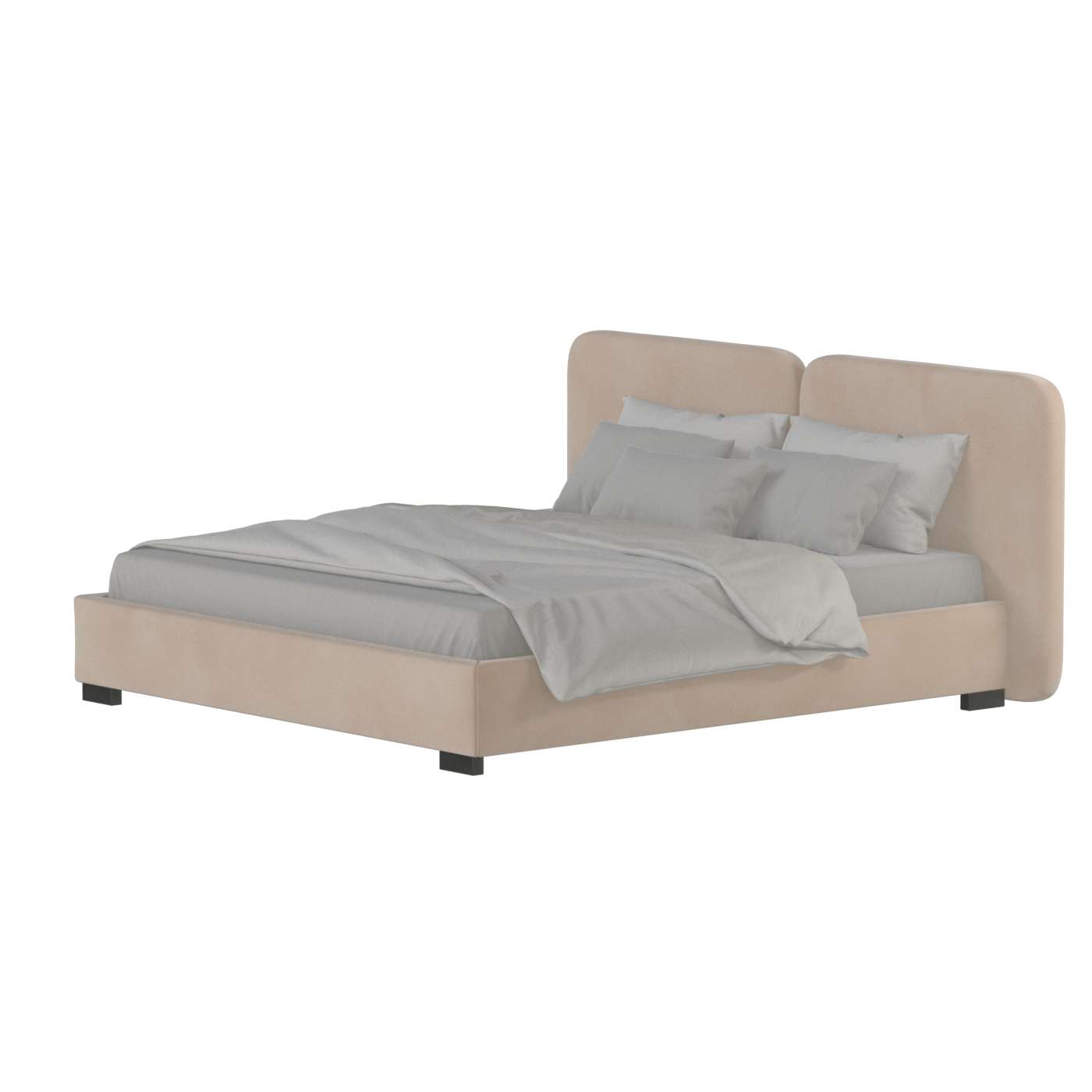Chloe Upholstered Double Bed in Soft Woven Fabric