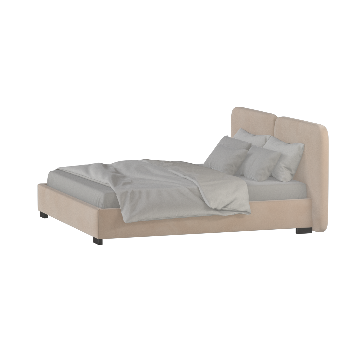Chloe Upholstered Double Bed in Soft Woven Fabric