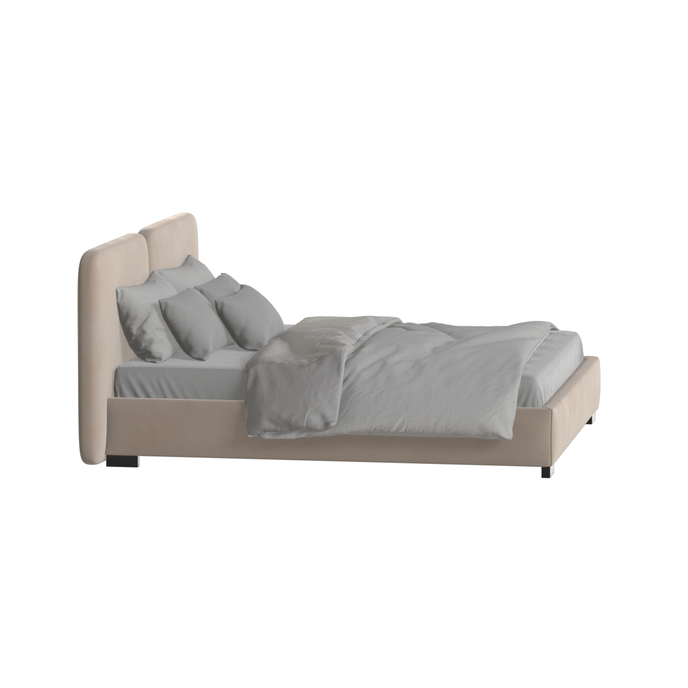 Chloe Upholstered Double Bed in Soft Woven Fabric