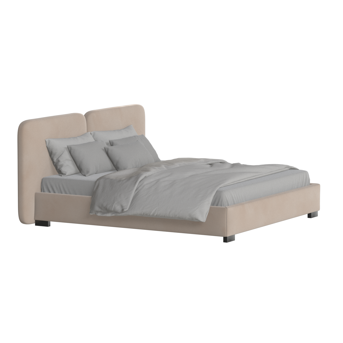 Chloe Upholstered Double Bed in Soft Woven Fabric