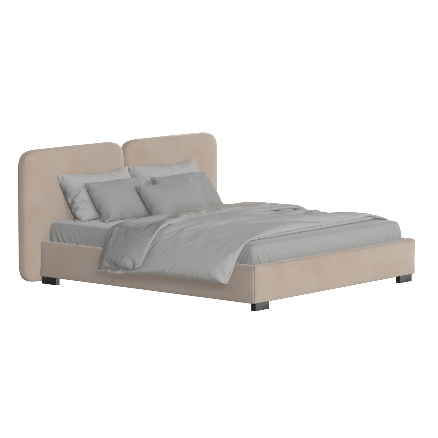 Chloe Upholstered Double Bed in Soft Woven Fabric