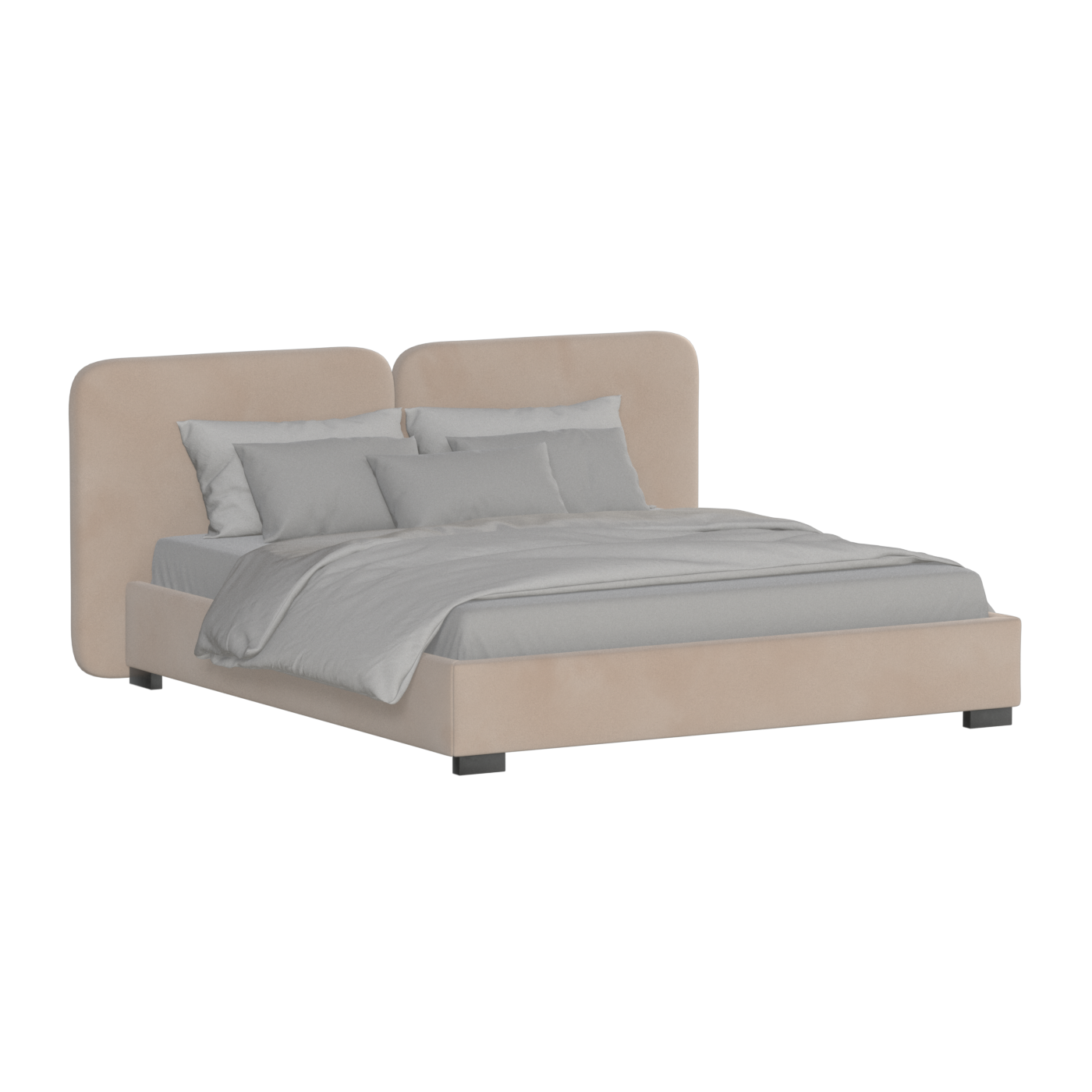Chloe Upholstered Double Bed in Soft Woven Fabric