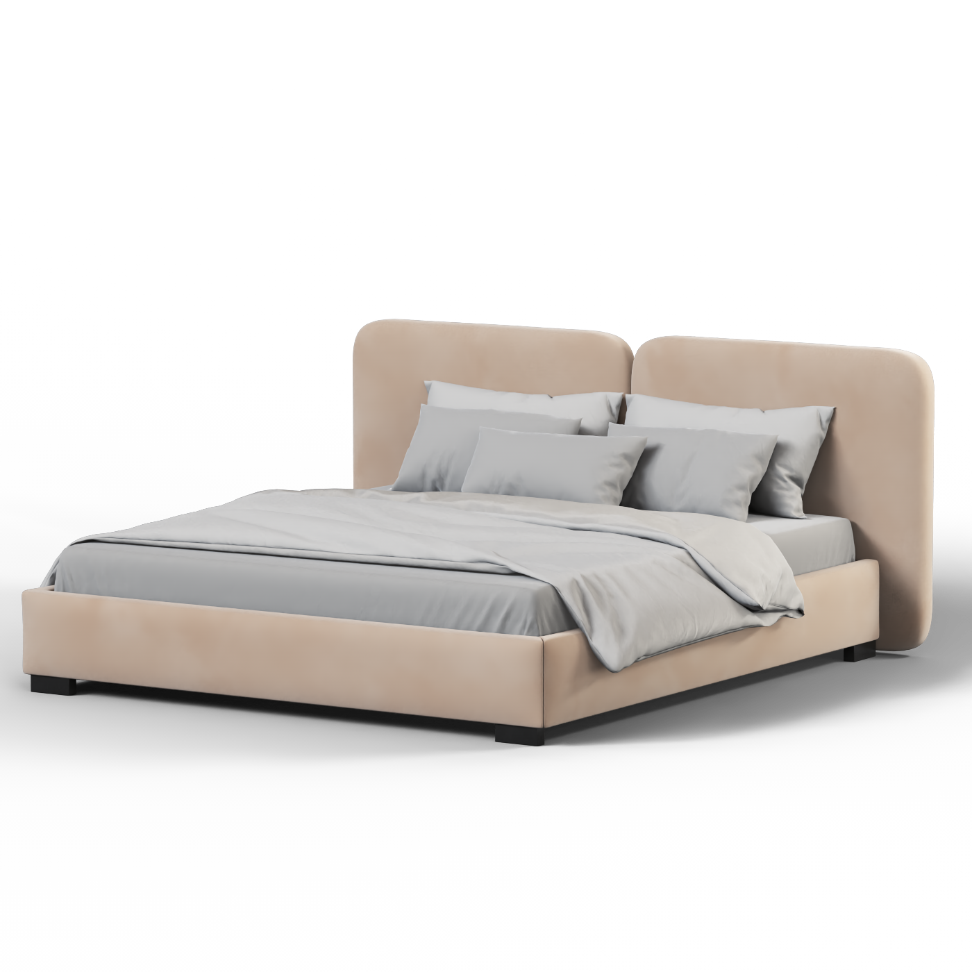 Chloe Upholstered Double Bed in Soft Woven Fabric