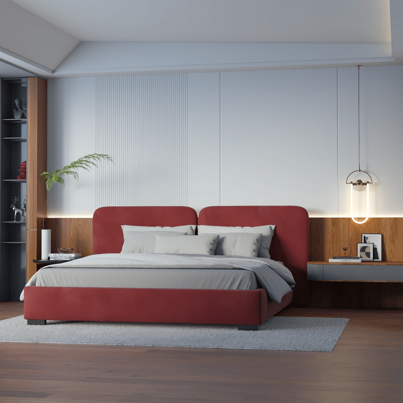 Chloe Upholstered Double Bed in Soft Woven Fabric