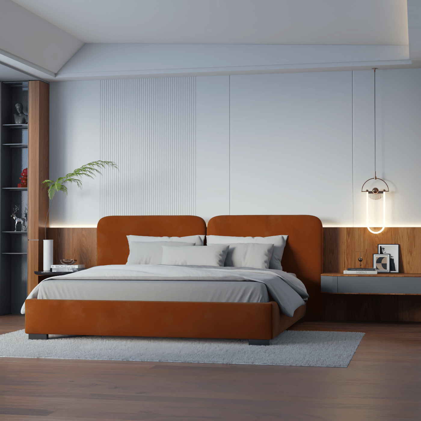 Chloe Upholstered Double Bed in Soft Woven Fabric
