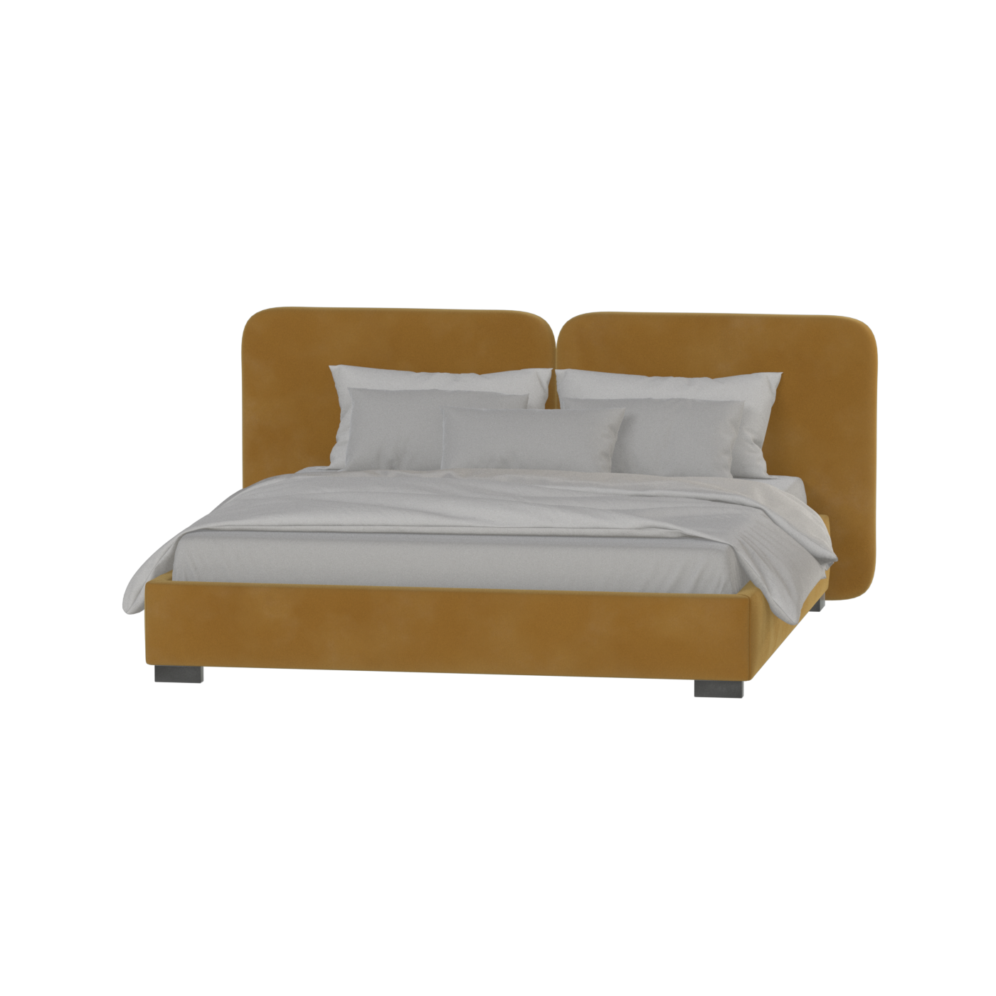 Lit double rembourré Chloé en tissu tissé doux