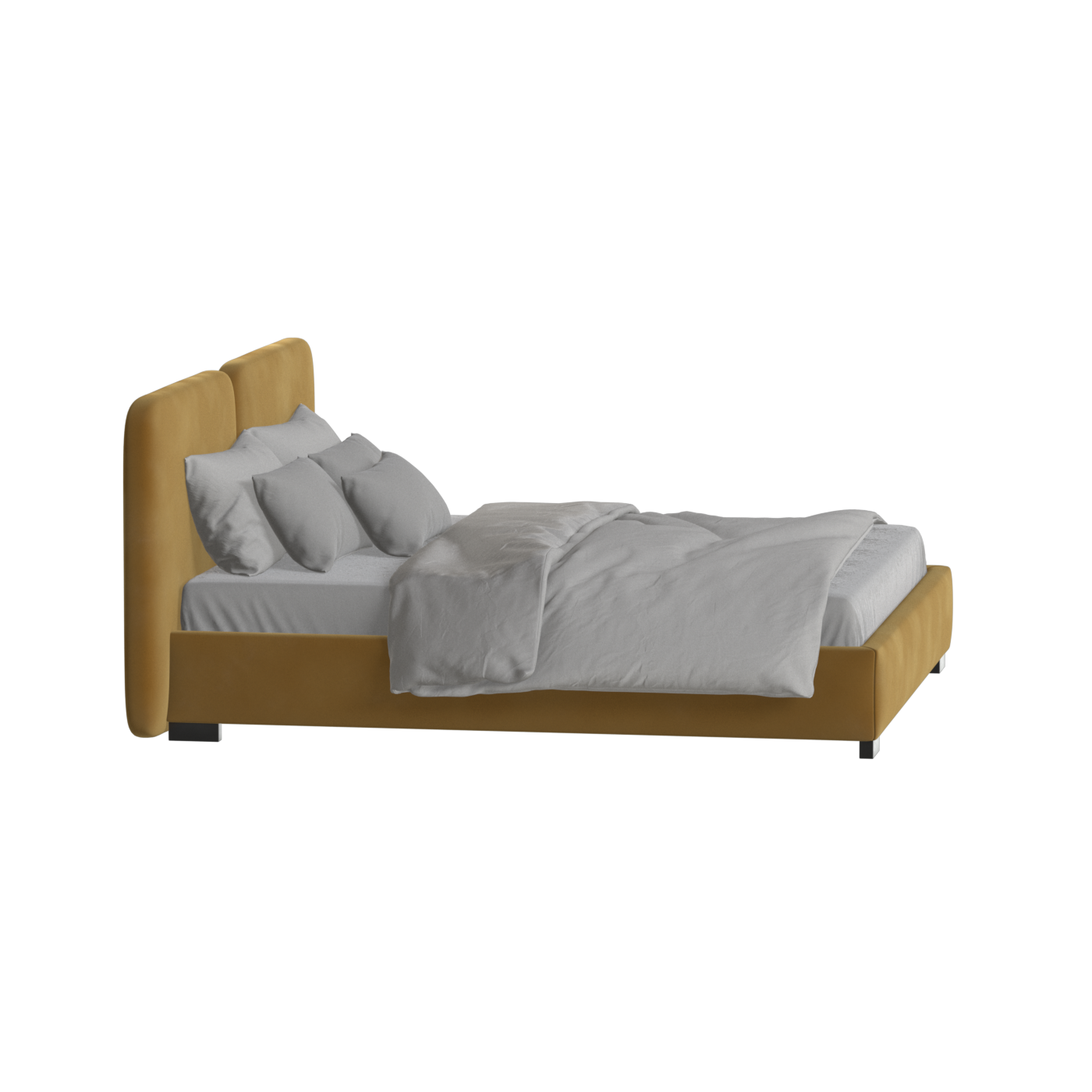 Chloe Upholstered Double Bed in Soft Woven Fabric