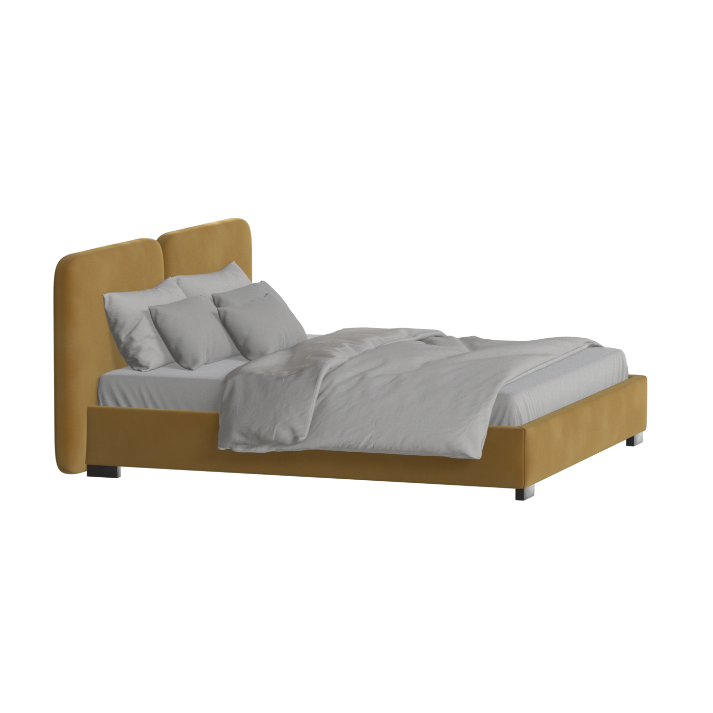 Chloe Upholstered Double Bed in Soft Woven Fabric