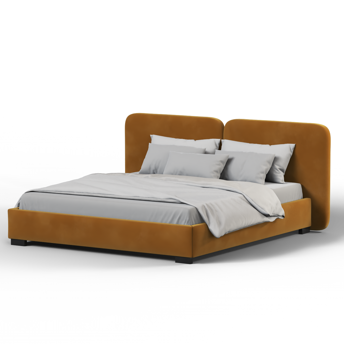 Chloe Upholstered Double Bed in Soft Woven Fabric