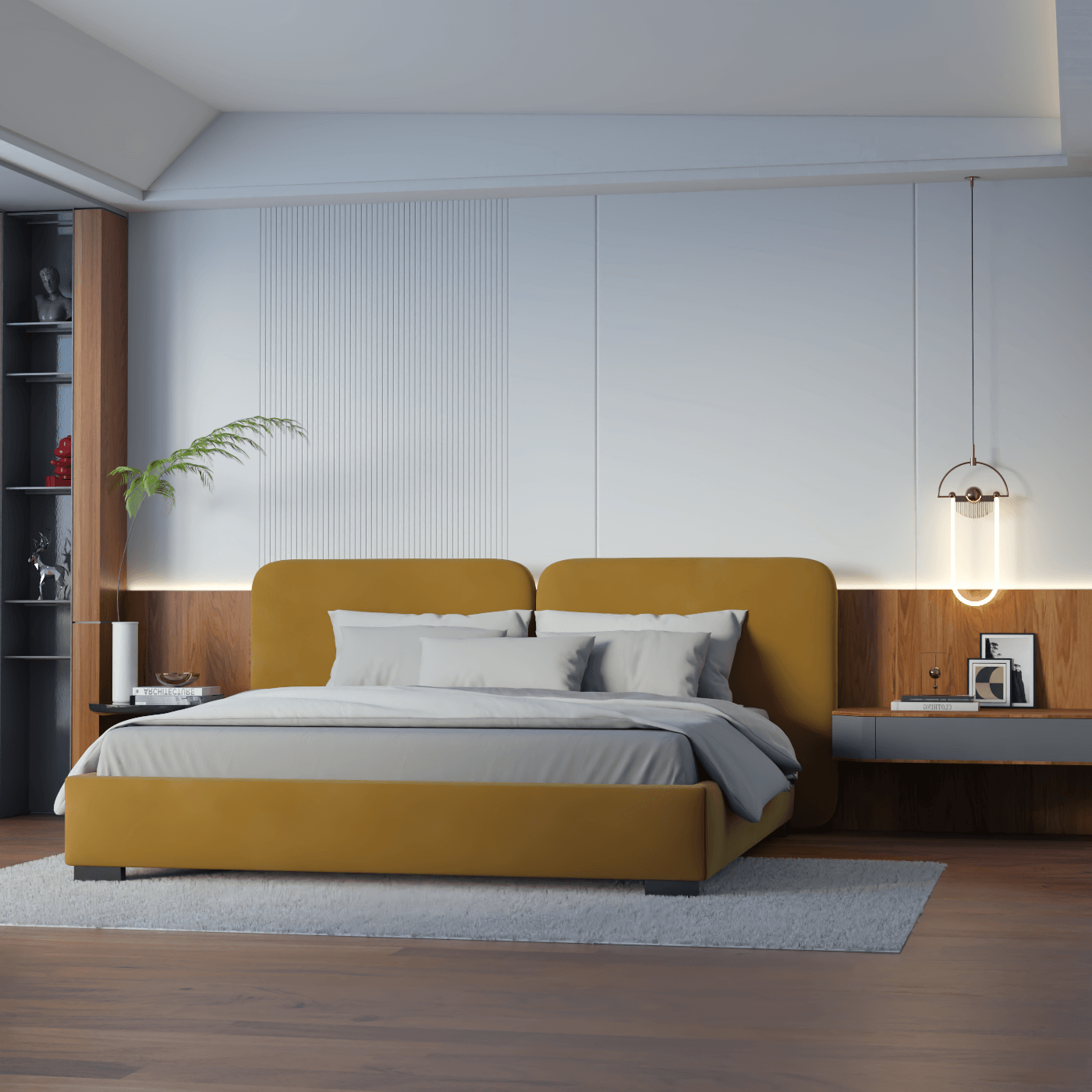 Chloe Upholstered Double Bed in Soft Woven Fabric