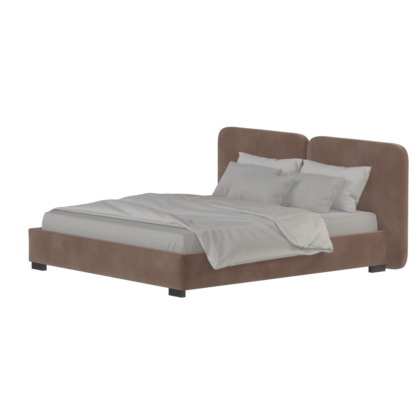 Chloe Upholstered Double Bed in Soft Woven Fabric
