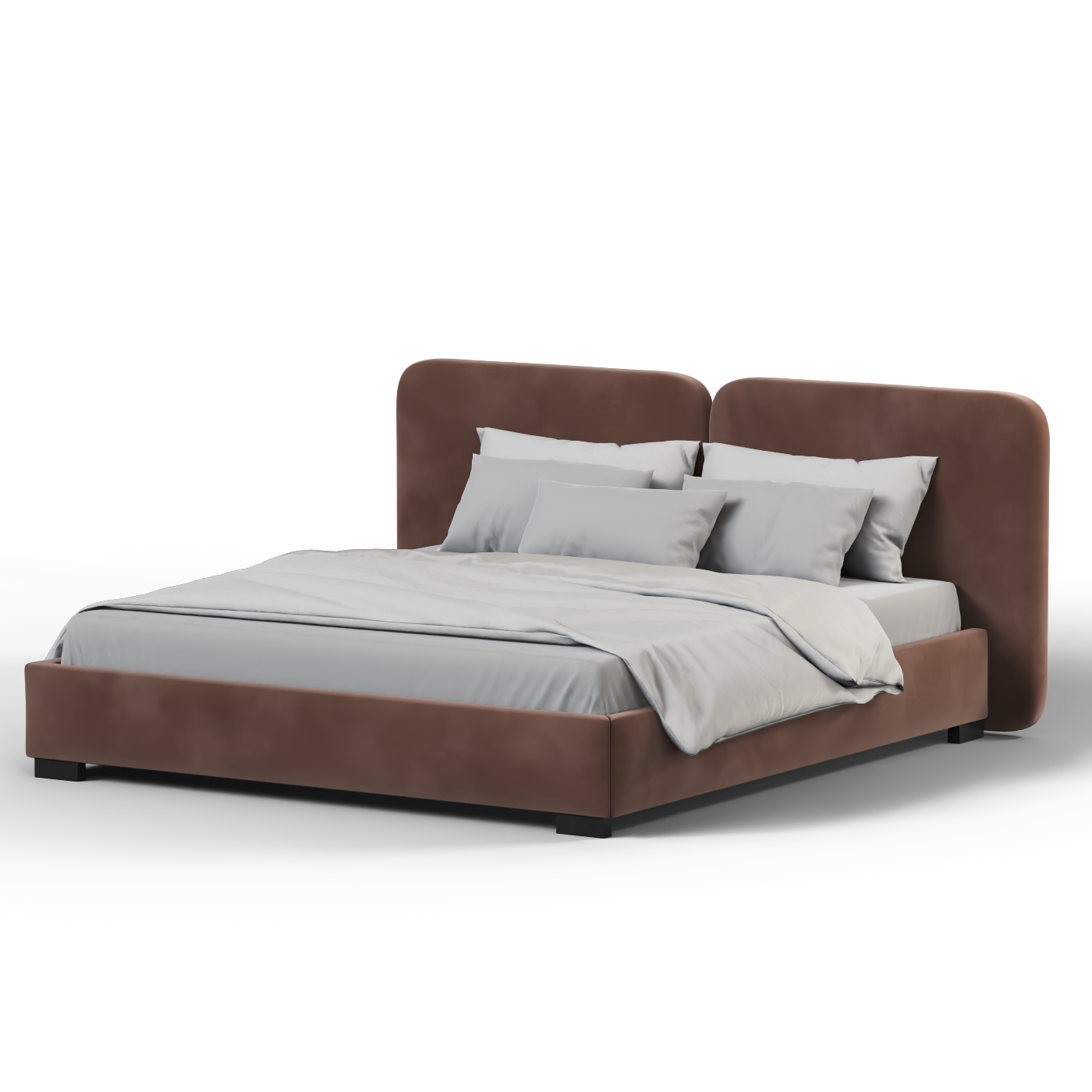 Chloe Upholstered Double Bed in Soft Woven Fabric