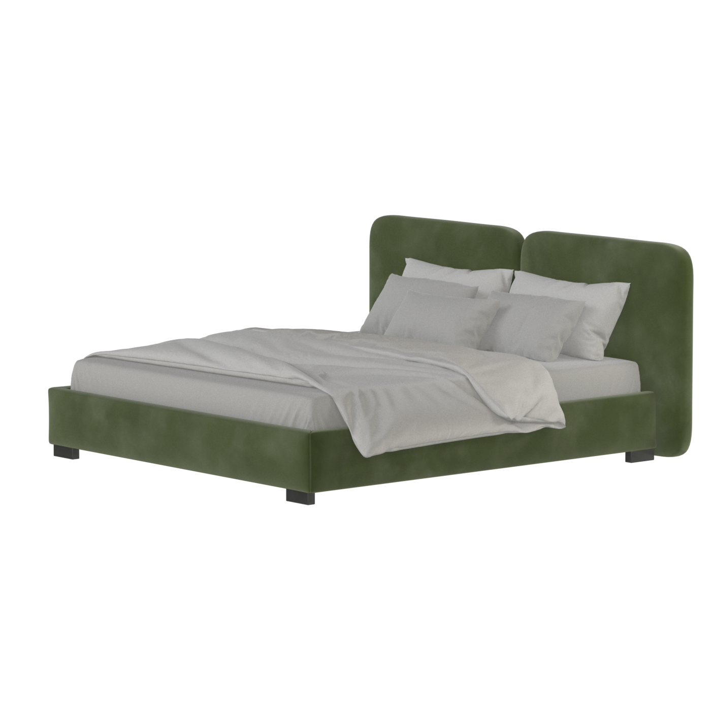 Lit double rembourré Chloé en tissu tissé doux
