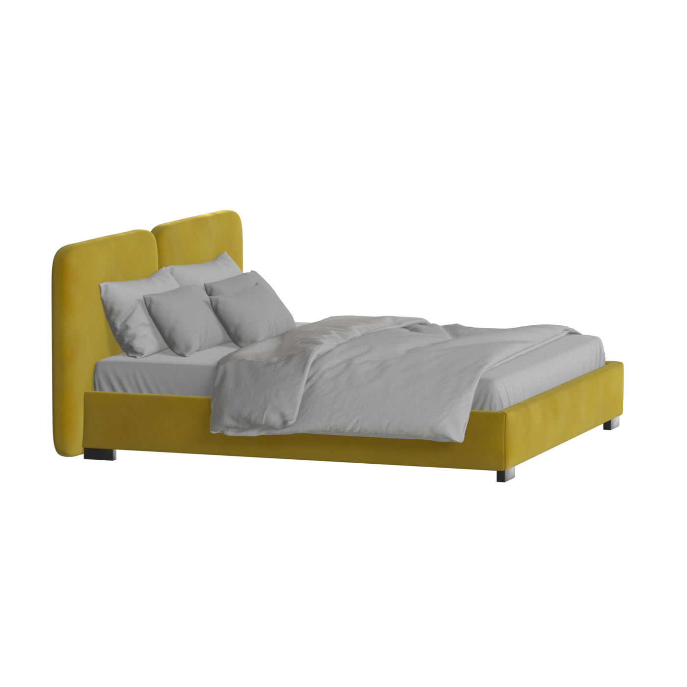 Chloe Upholstered Double Bed in Soft Woven Fabric