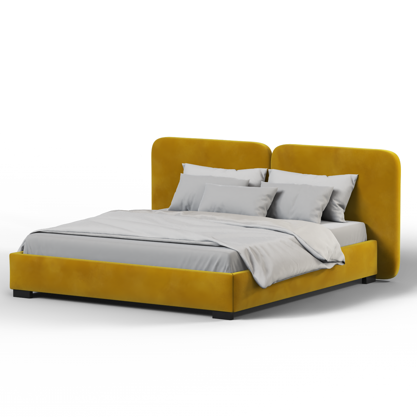 Chloe Upholstered Double Bed in Soft Woven Fabric