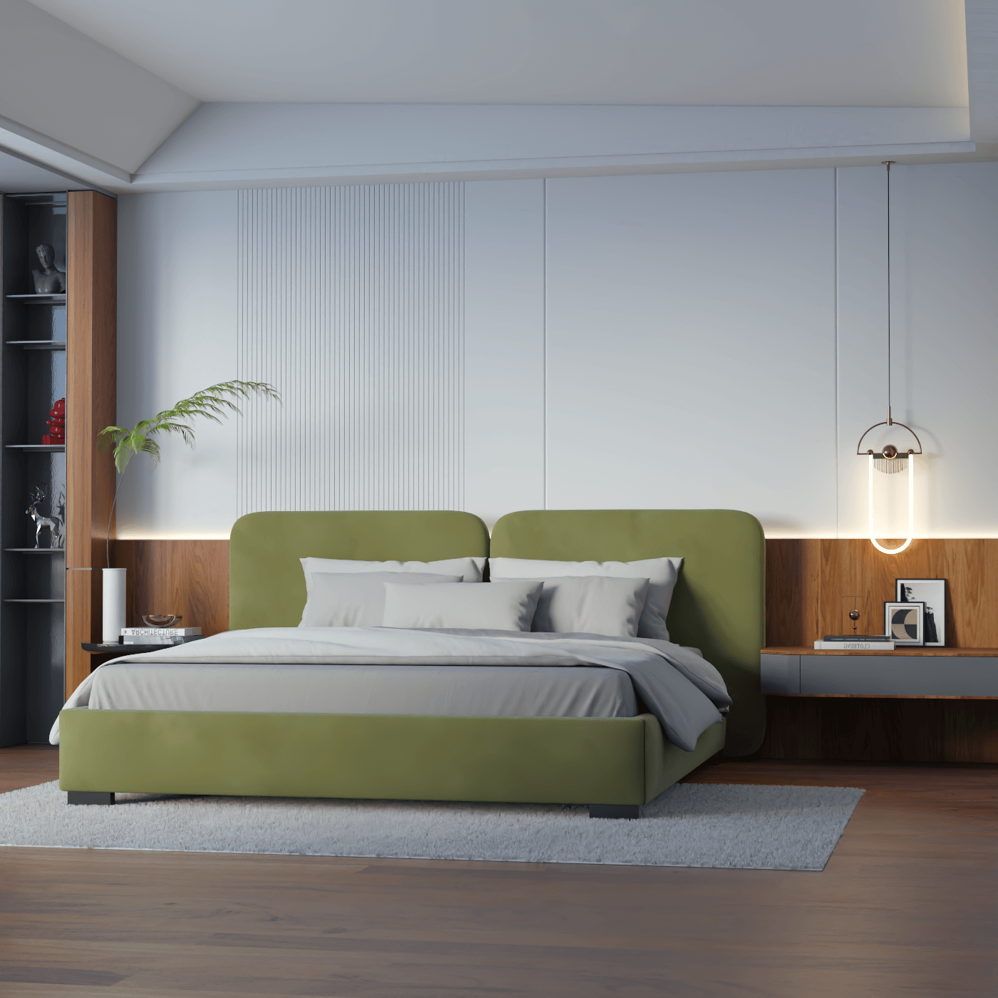 Chloe Upholstered Double Bed in Soft Woven Fabric
