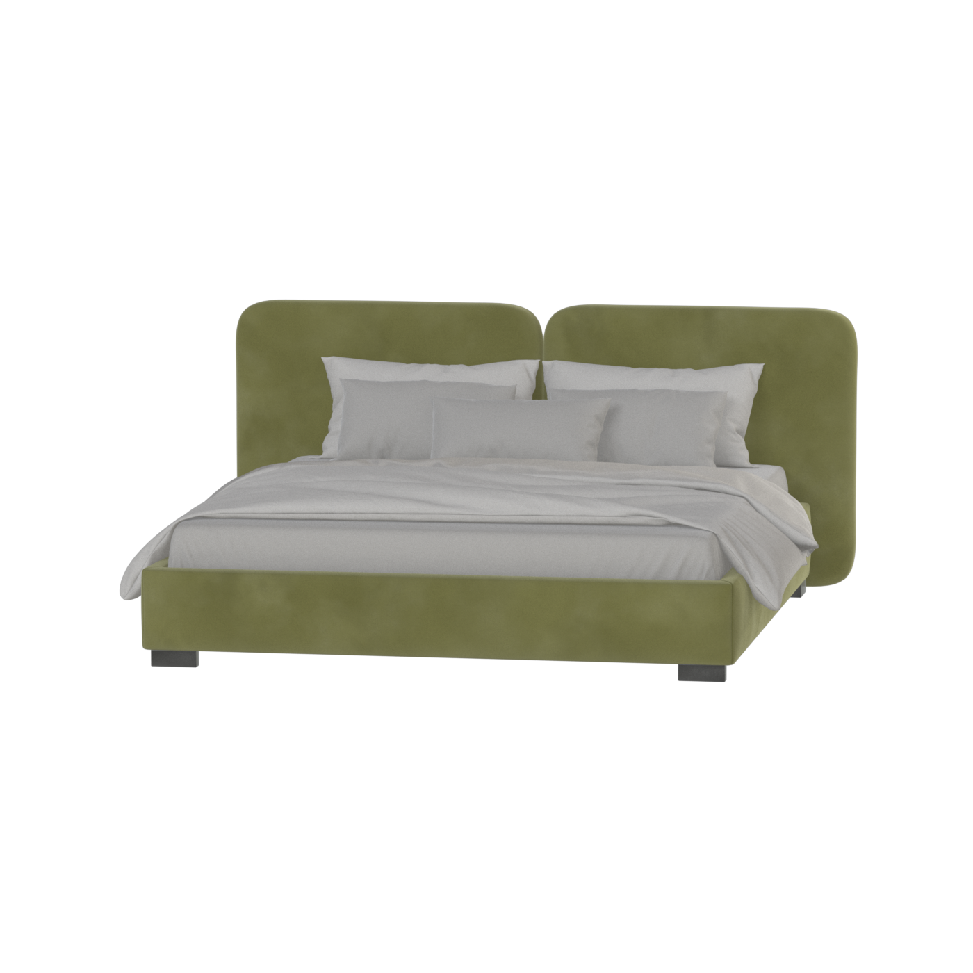 Lit double rembourré Chloé en tissu tissé doux