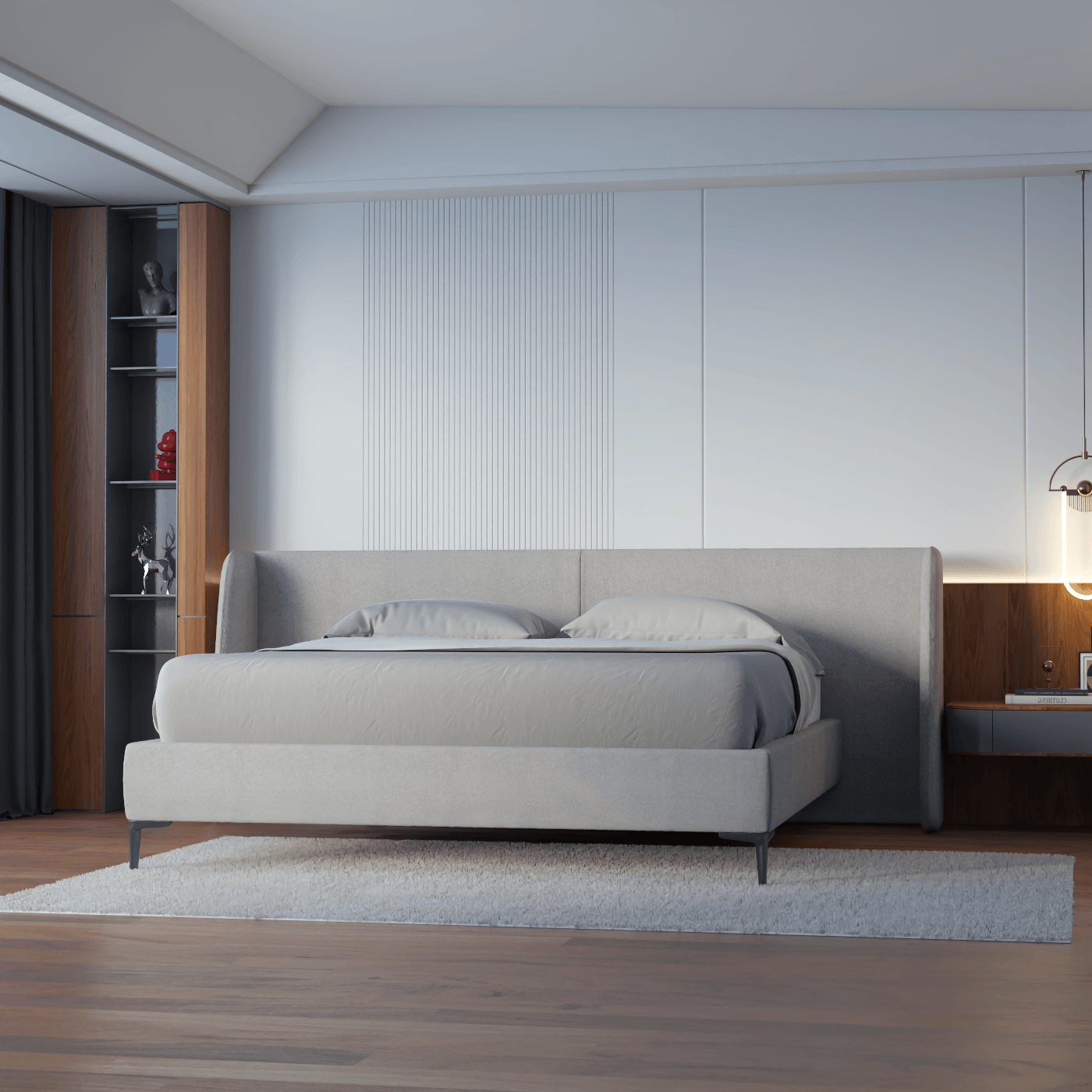 Abbey Upholstered Bed with Structured Headboard and Refined Lines