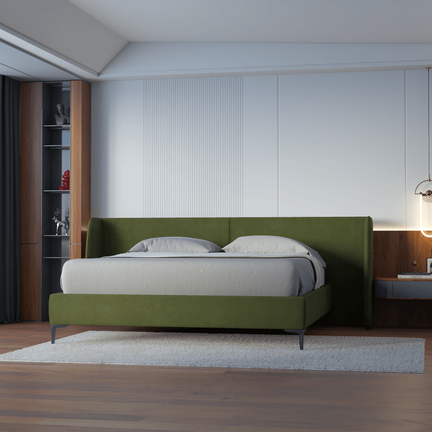 Abbey Upholstered Bed with Structured Headboard and Refined Lines