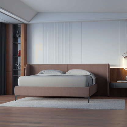 Abbey Upholstered Bed with Structured Headboard and Refined Lines