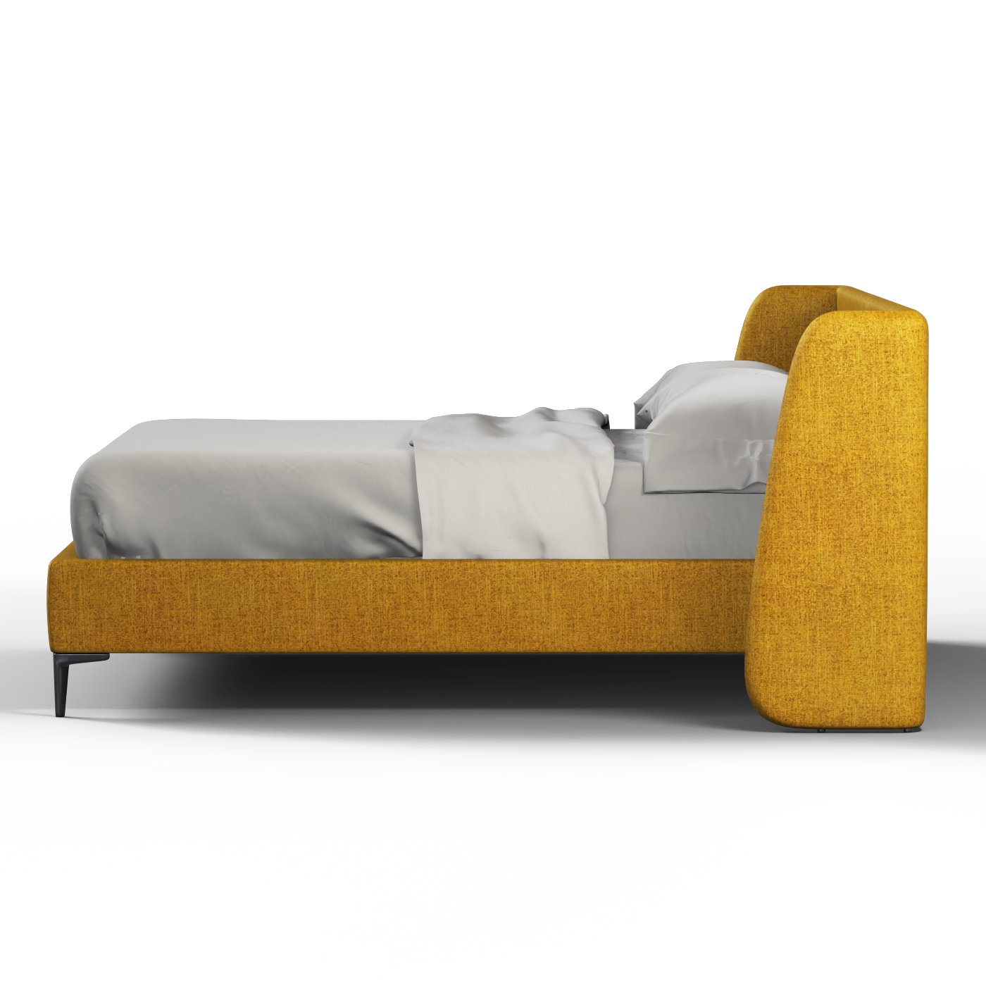 Abbey Upholstered Bed with Structured Headboard and Refined Lines