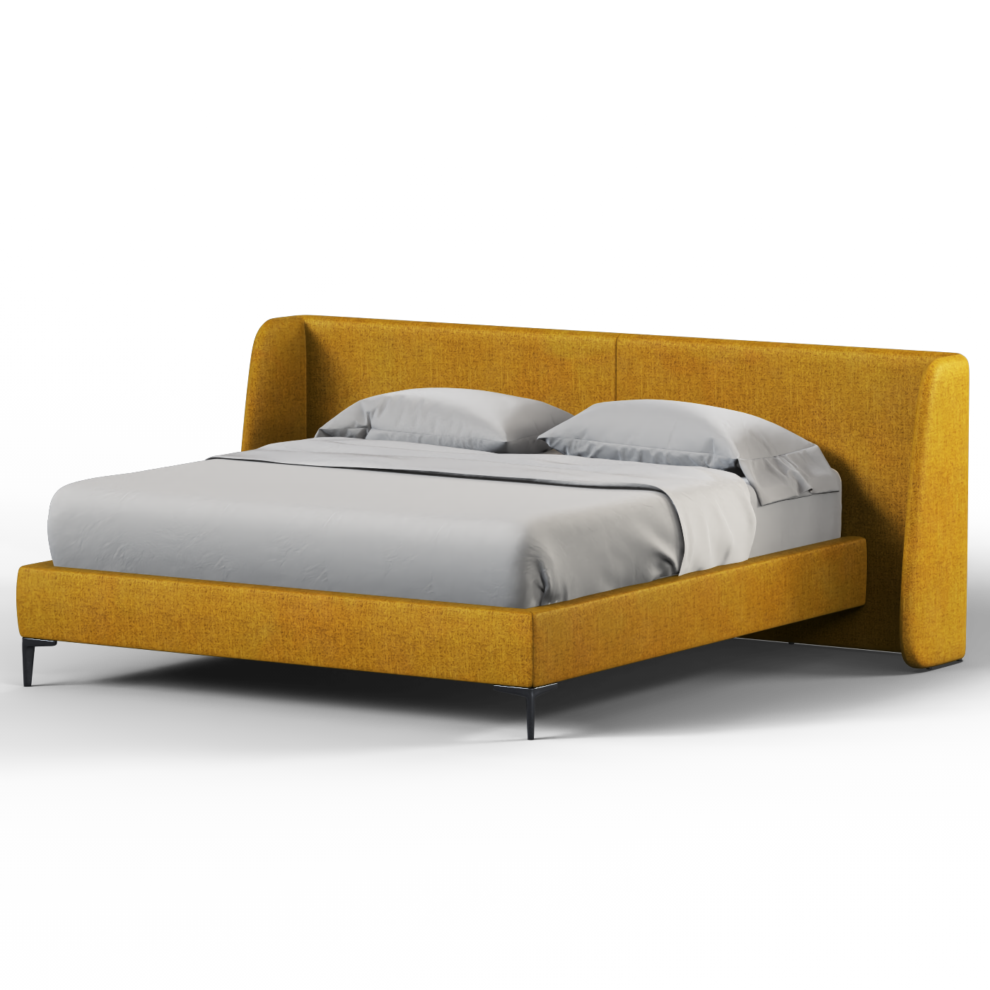 Abbey Upholstered Bed with Structured Headboard and Refined Lines