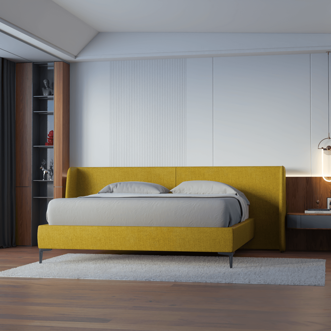 Abbey Upholstered Bed with Structured Headboard and Refined Lines