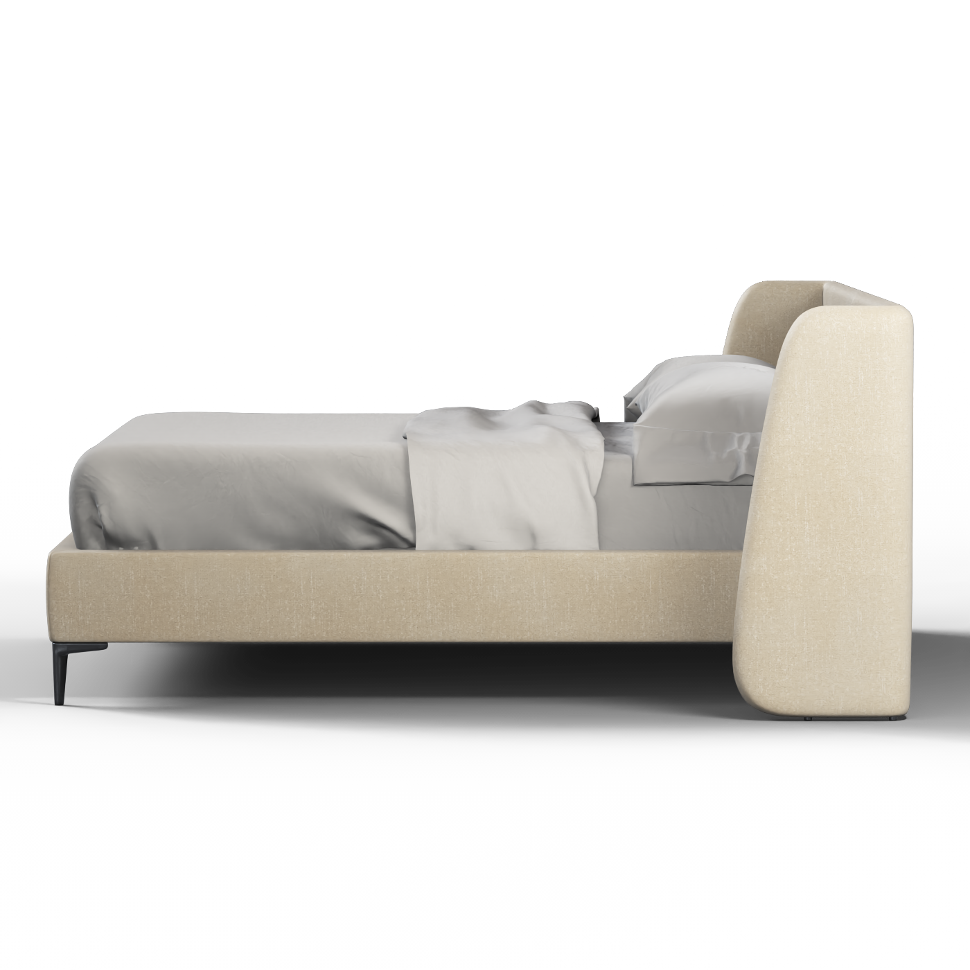 Abbey Upholstered Bed with Structured Headboard and Refined Lines