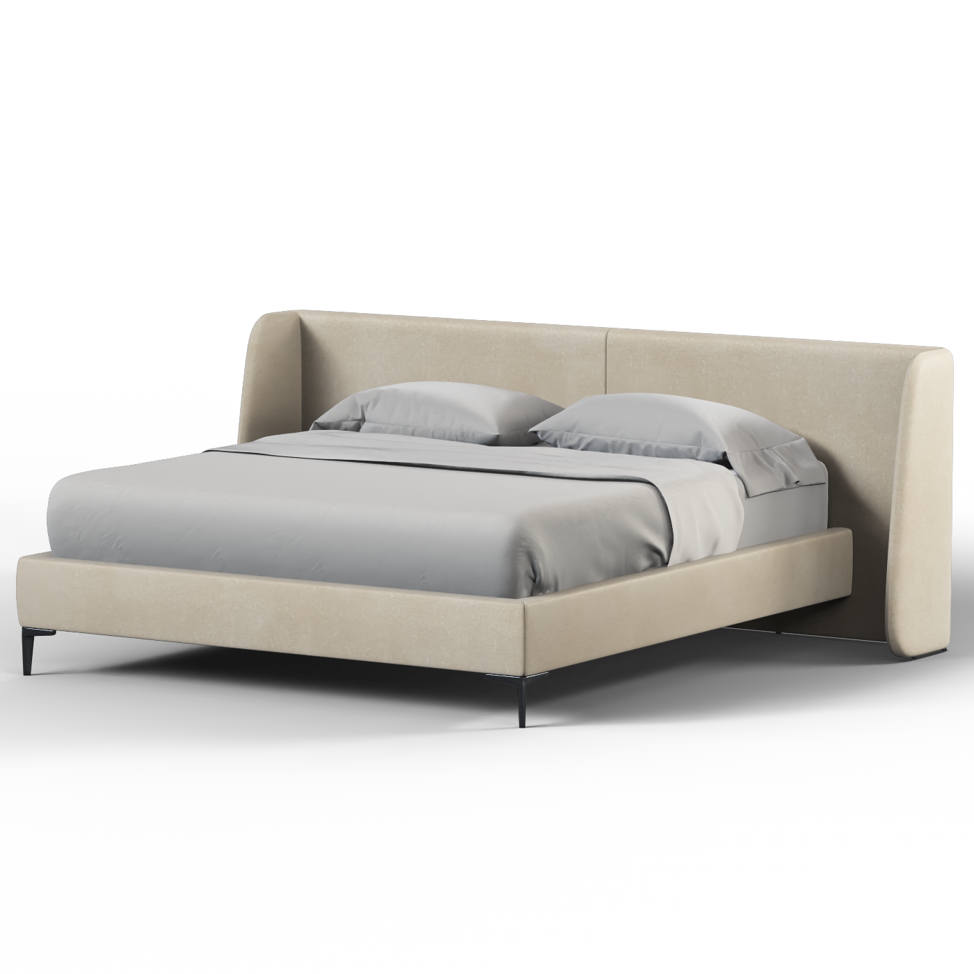Abbey Upholstered Bed with Structured Headboard and Refined Lines