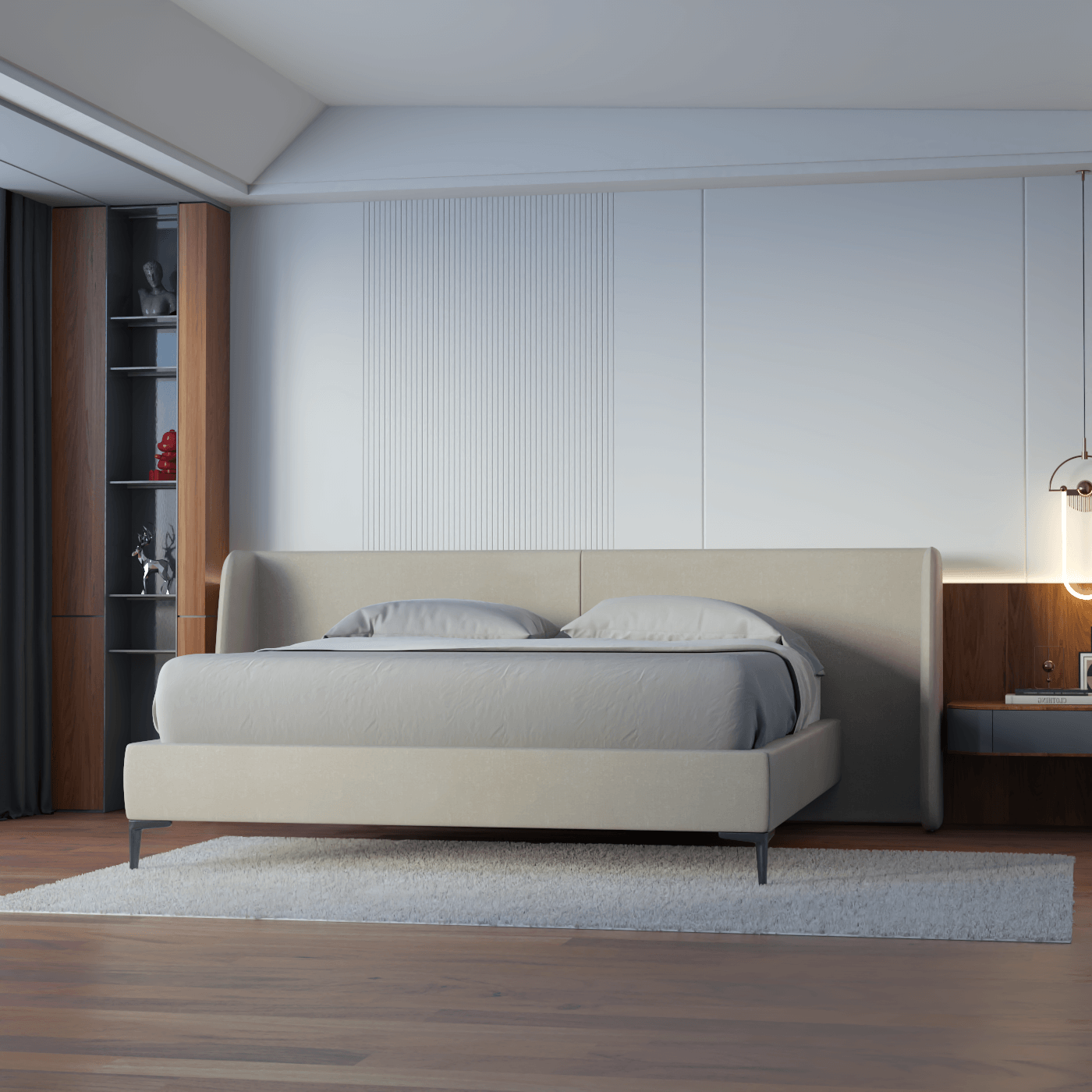 Abbey Upholstered Bed with Structured Headboard and Refined Lines