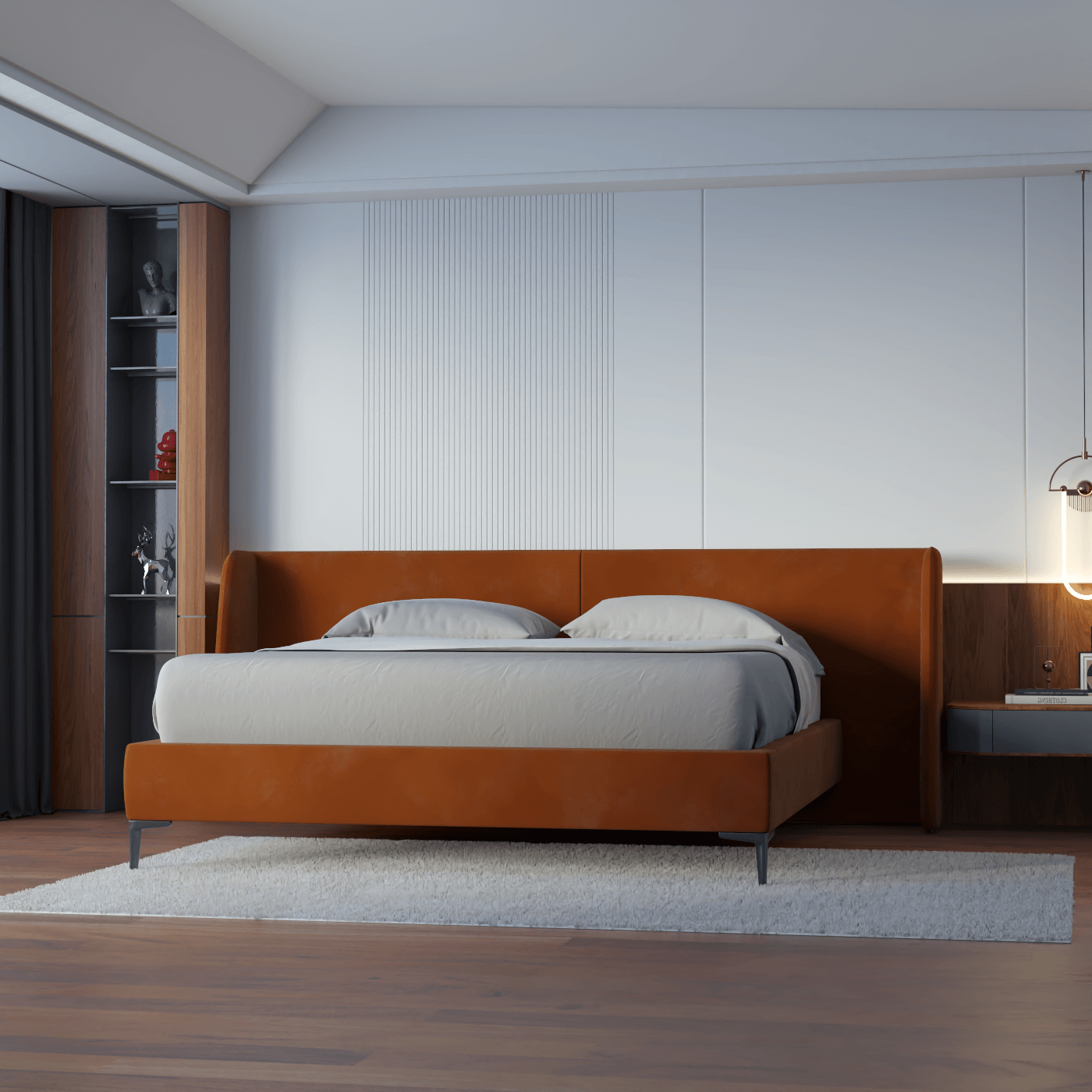 Abbey Upholstered Bed with Structured Headboard and Refined Lines