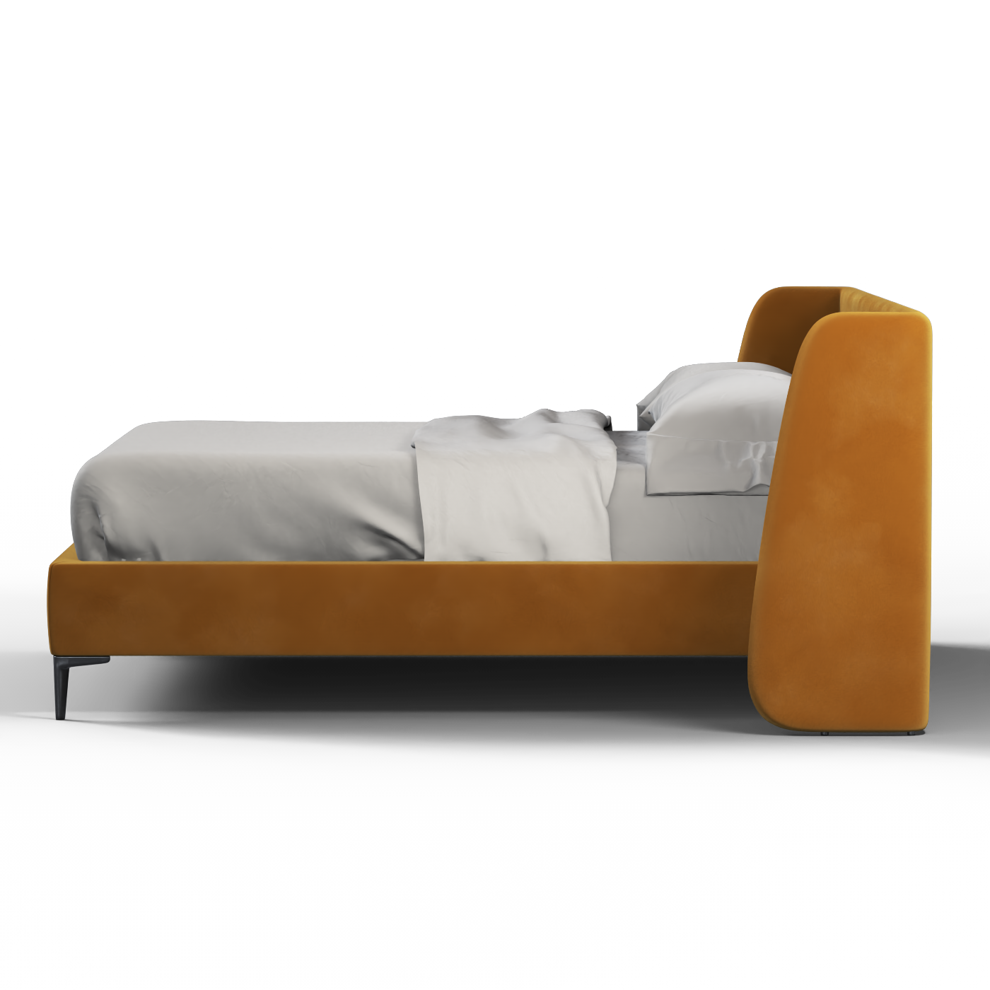 Abbey Upholstered Bed with Structured Headboard and Refined Lines