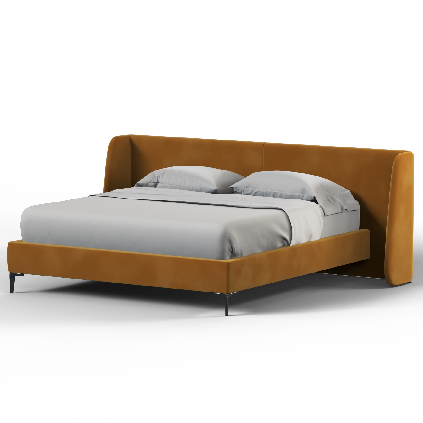 Abbey Upholstered Bed with Structured Headboard and Refined Lines