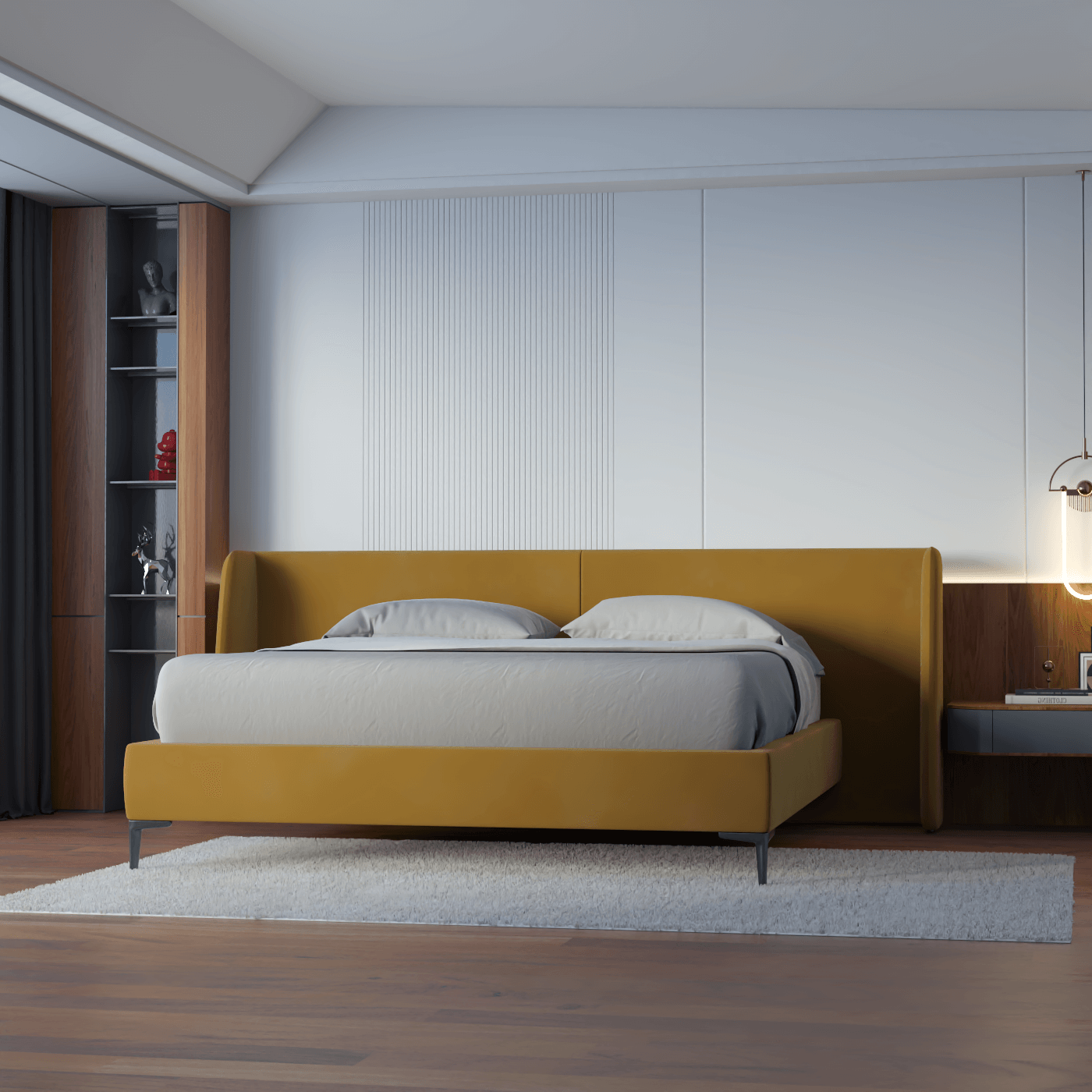 Abbey Upholstered Bed with Structured Headboard and Refined Lines