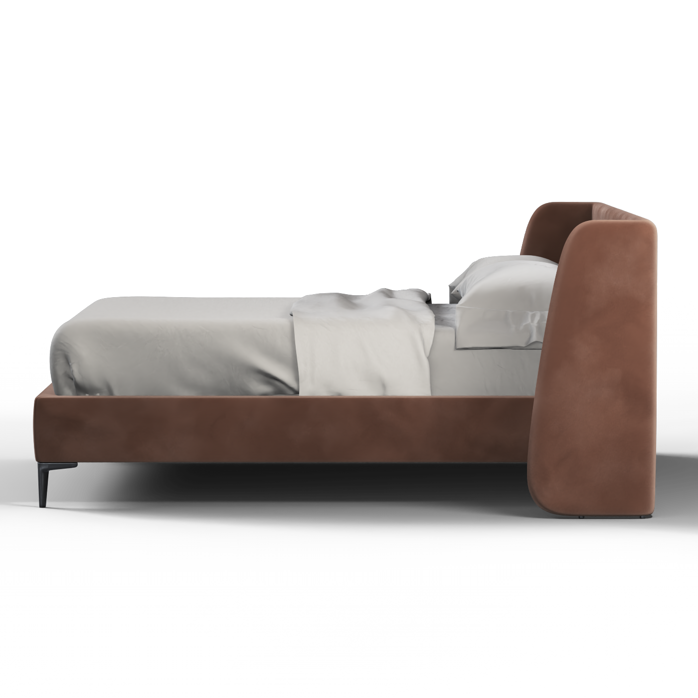Abbey Upholstered Bed with Structured Headboard and Refined Lines